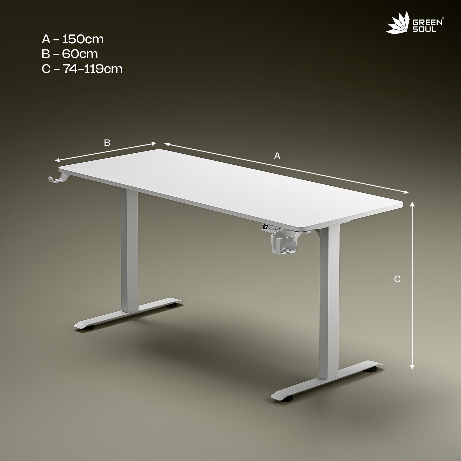 Image of GREEN SOUL Imperium Pro Electric Height Adjustable 150cm wide|ImpactShield Anti-Collision Engineered Wood Office Table
