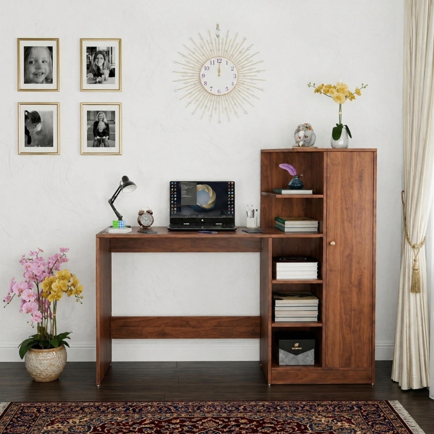 Image of Flipkart Perfect Homes Multipurpose Portable Study Desk with Hutch Storage & Shelves for Home Office Engineered Wood Study Table