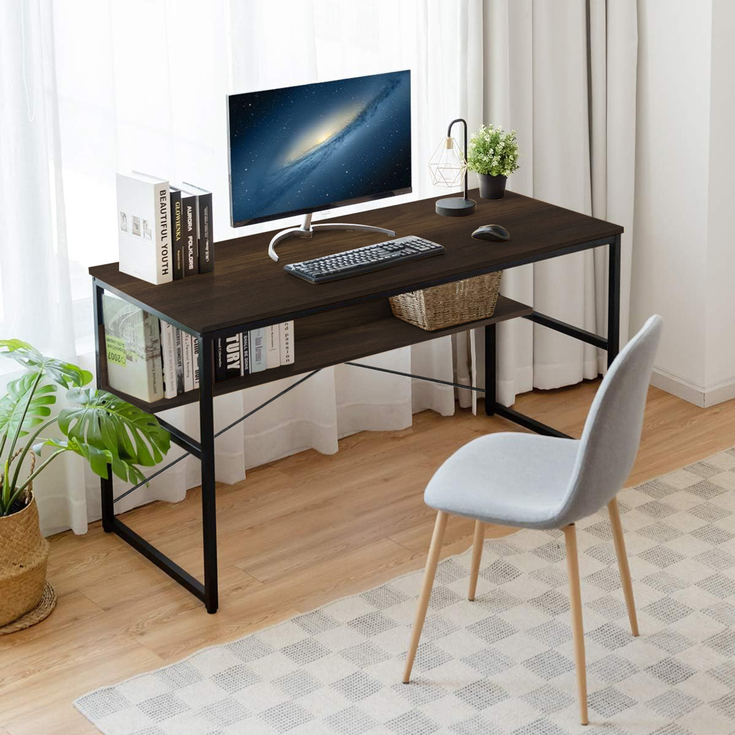 Image of Torche Torche Wood & Metal Finish Study Table| Computer Table for Adults| Home office Engineered Wood Study Table