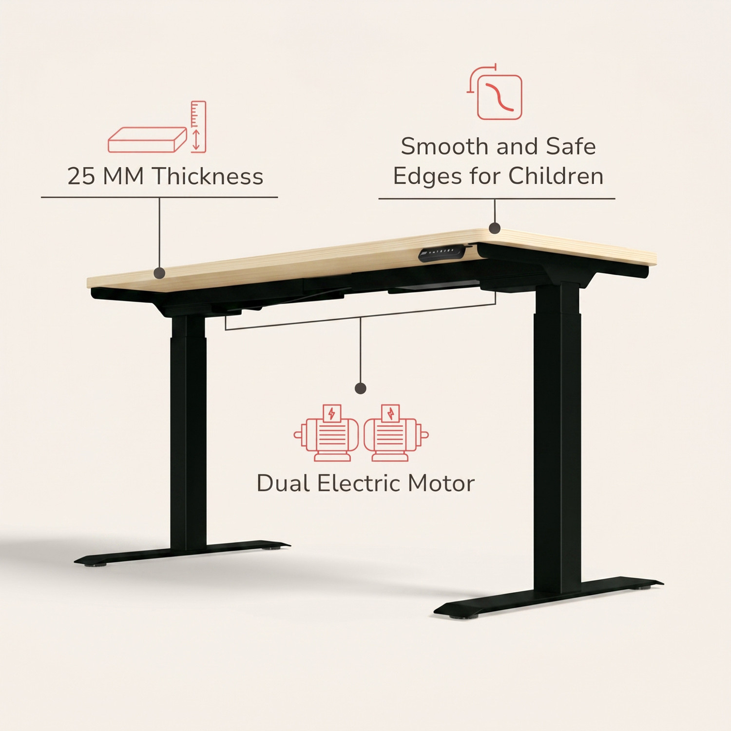 Image of Interio by Godrej Stance Dual Motor Height Adjustable Work Desk Engineered Wood Multipurpose Table