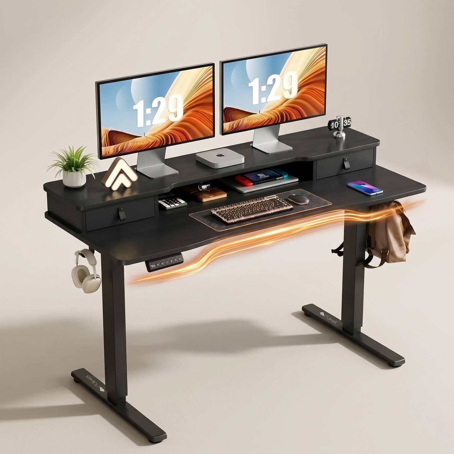 Artikel Valor Lite Height Adjustable Electric Table 120x60 cm Sit Stand Desk Engineered Wood Office Table