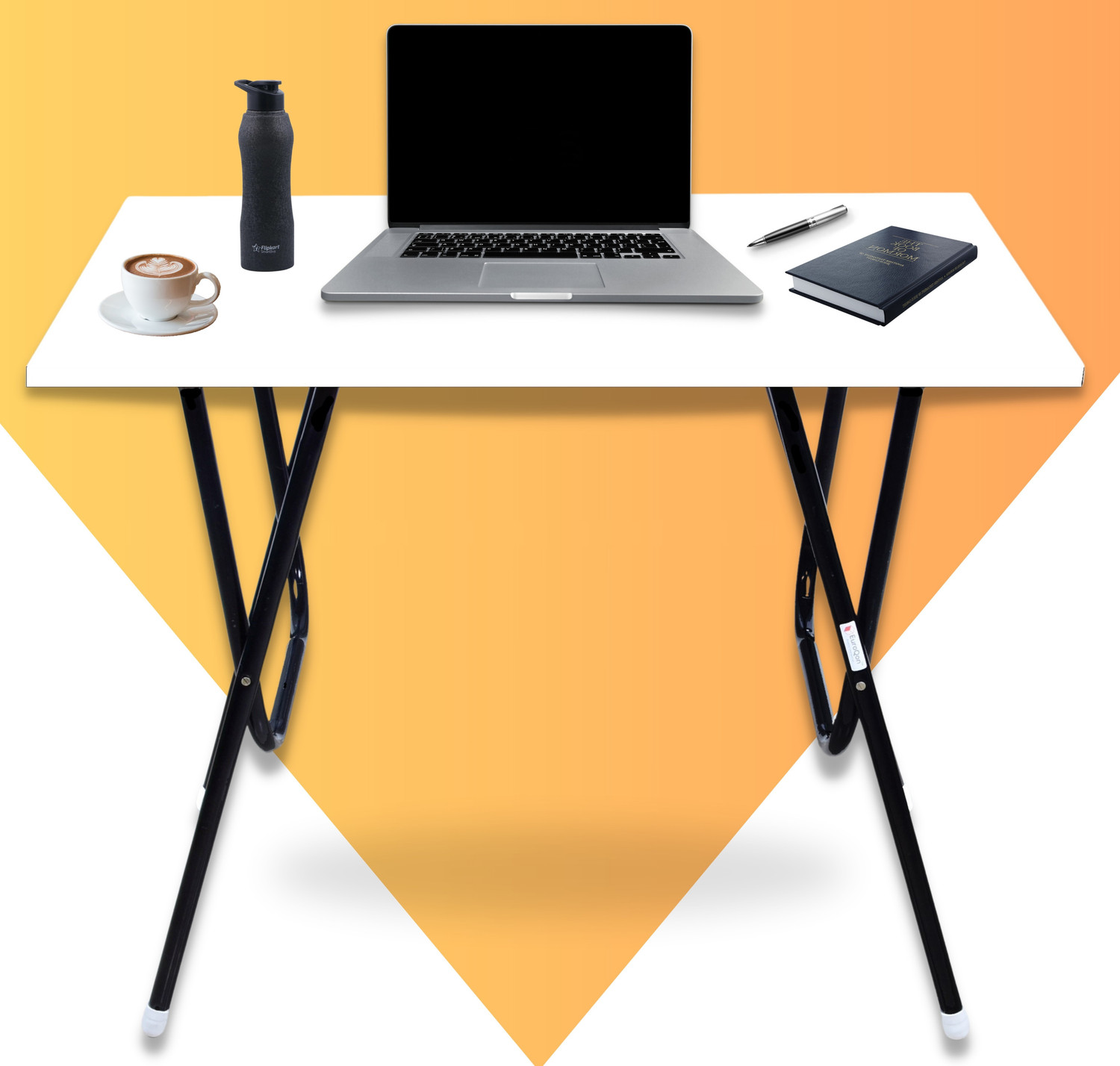 Image of EuroQon Space Saver Foldable Imported Wood Engineered Wood 4 Seater Dining Table