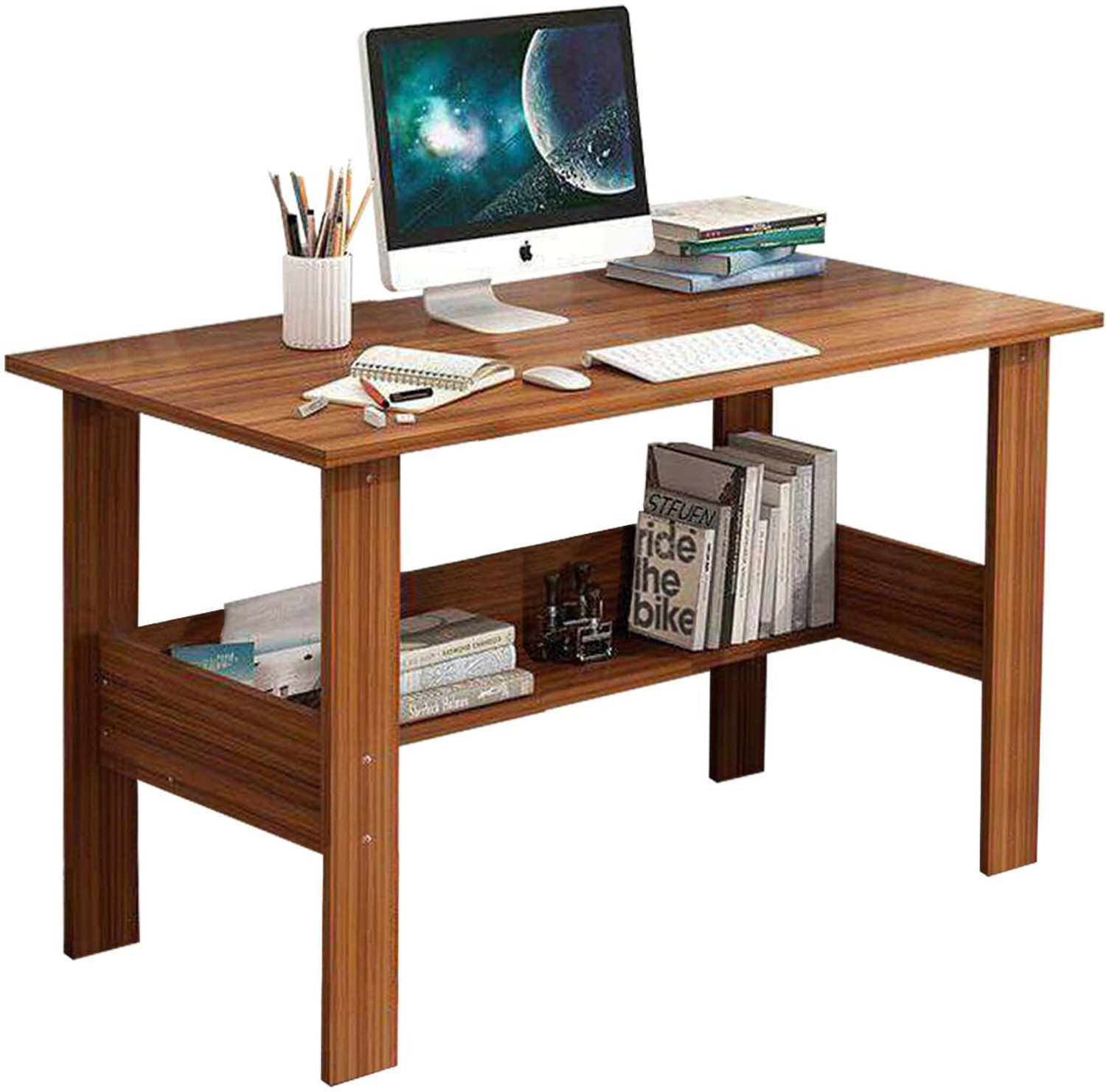 Image of LUKZER Computer Desk Laptop Study Table for Office Home Workstation Writing Modern Desk Engineered Wood Study Table