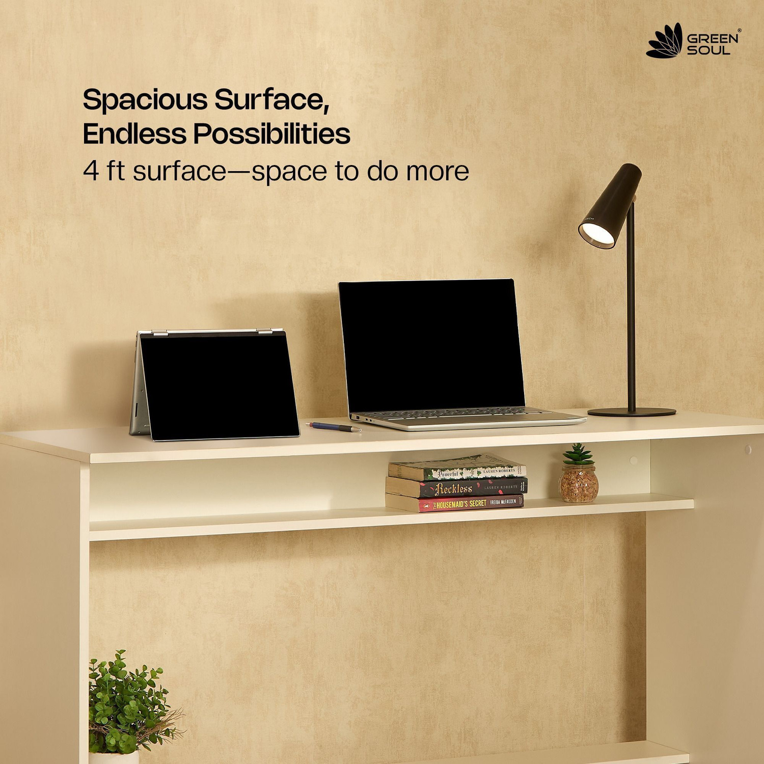 Image of GREEN SOUL Seine Study Table for Home & Office |120cm IS-3087 Certified Engineered Wood Study Table