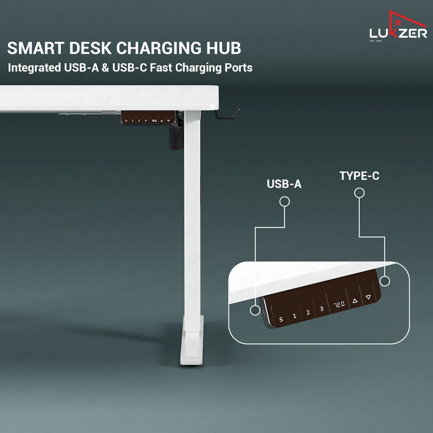 Image of LUKZER EST-003 /UC Sit-Stand Ergonomic Table 600 X 1200 X 720 | Engineered Wood Office Table