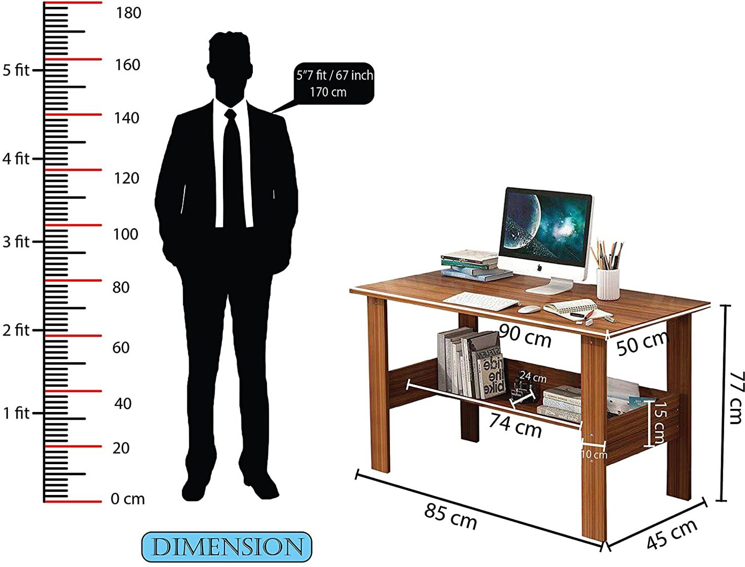 Image of LUKZER Computer Desk Laptop Study Table for Office Home Workstation Writing Modern Desk Engineered Wood Study Table