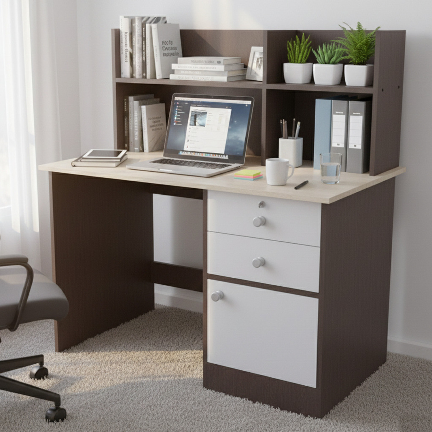 Image of NITYAM Premium Quality Computer Table With Drawer For Storage Engineered Wood Study Table