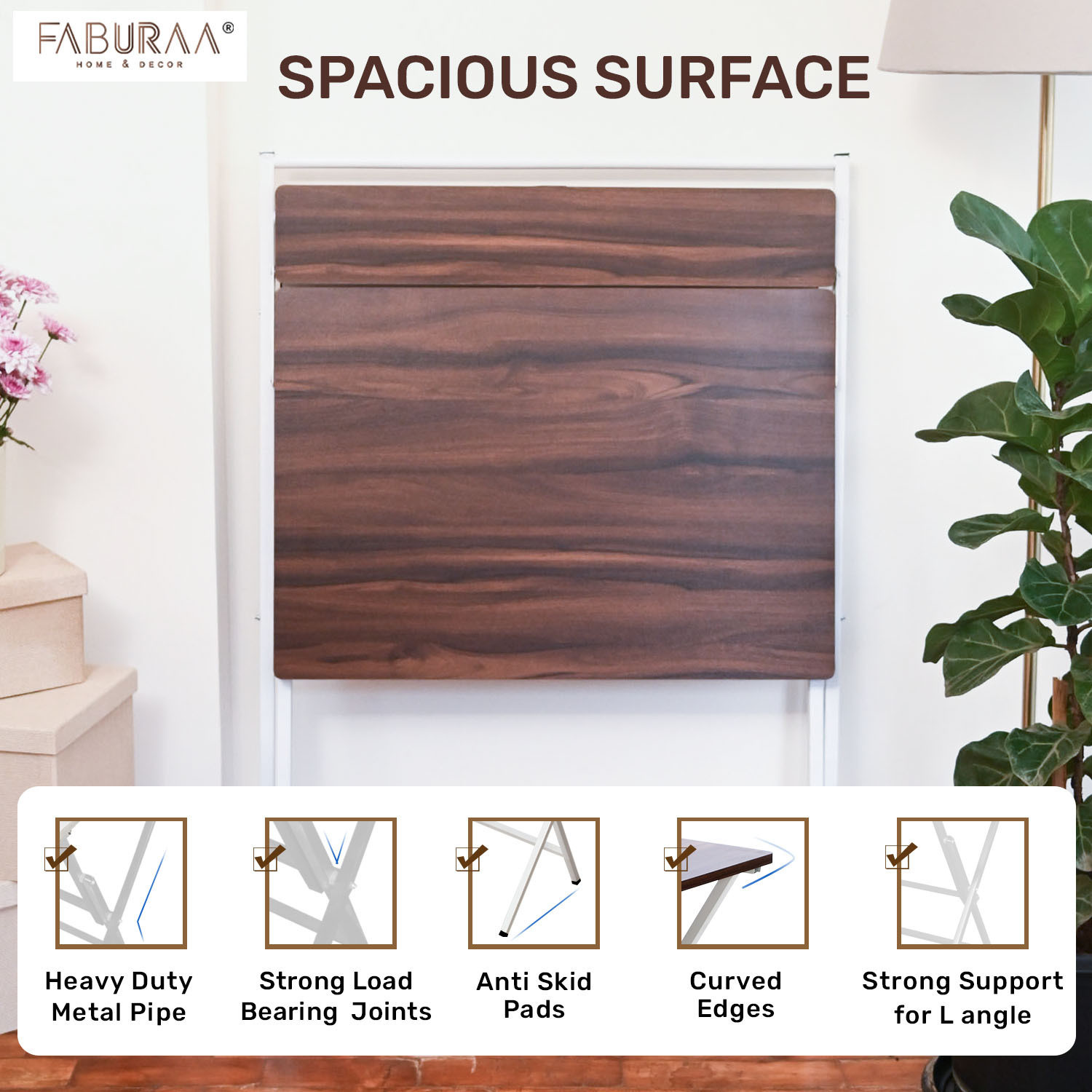 Image of Faburaa Venus 36x24 Foldable Table for Home and Office, Computer & Laptop, Study Desk Engineered Wood Study Table