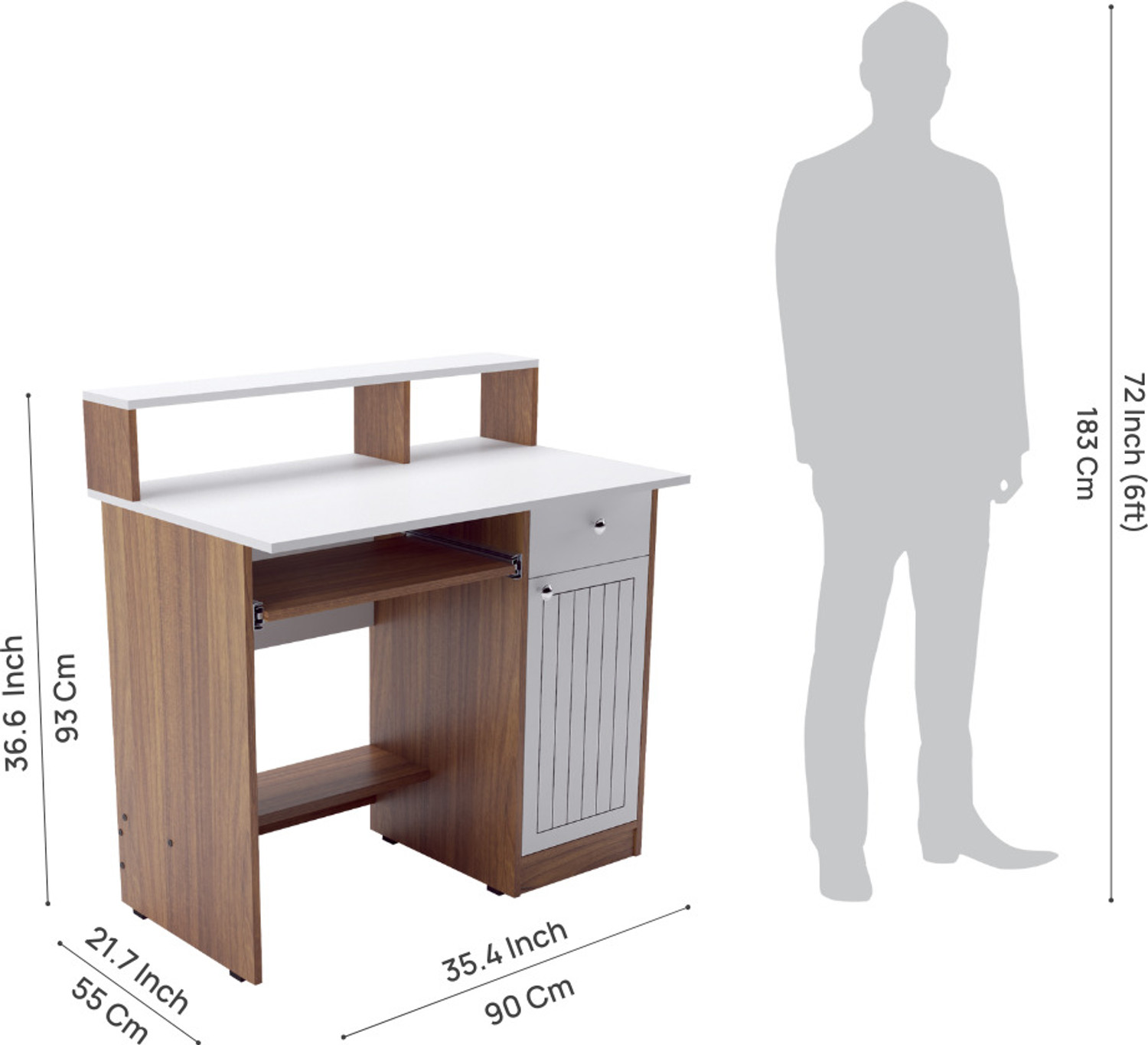 Image of neuspace Amber with Hutch Engineered Wood Study Table