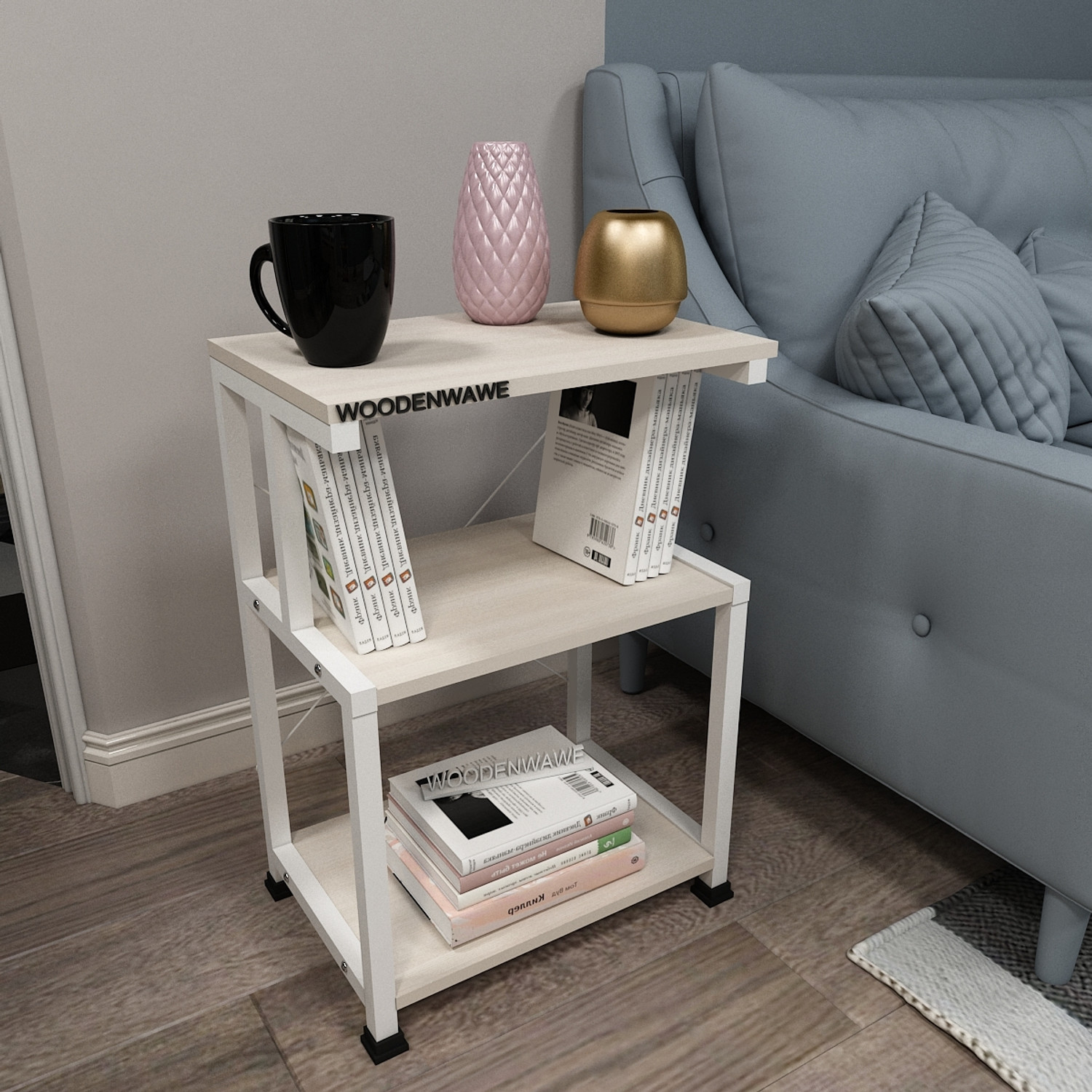Image of WOODENWAWE WOODENWAWE Multi-Purpose Printer 3 Tier Printer Stand, Engineered Wood Multipurpose Table