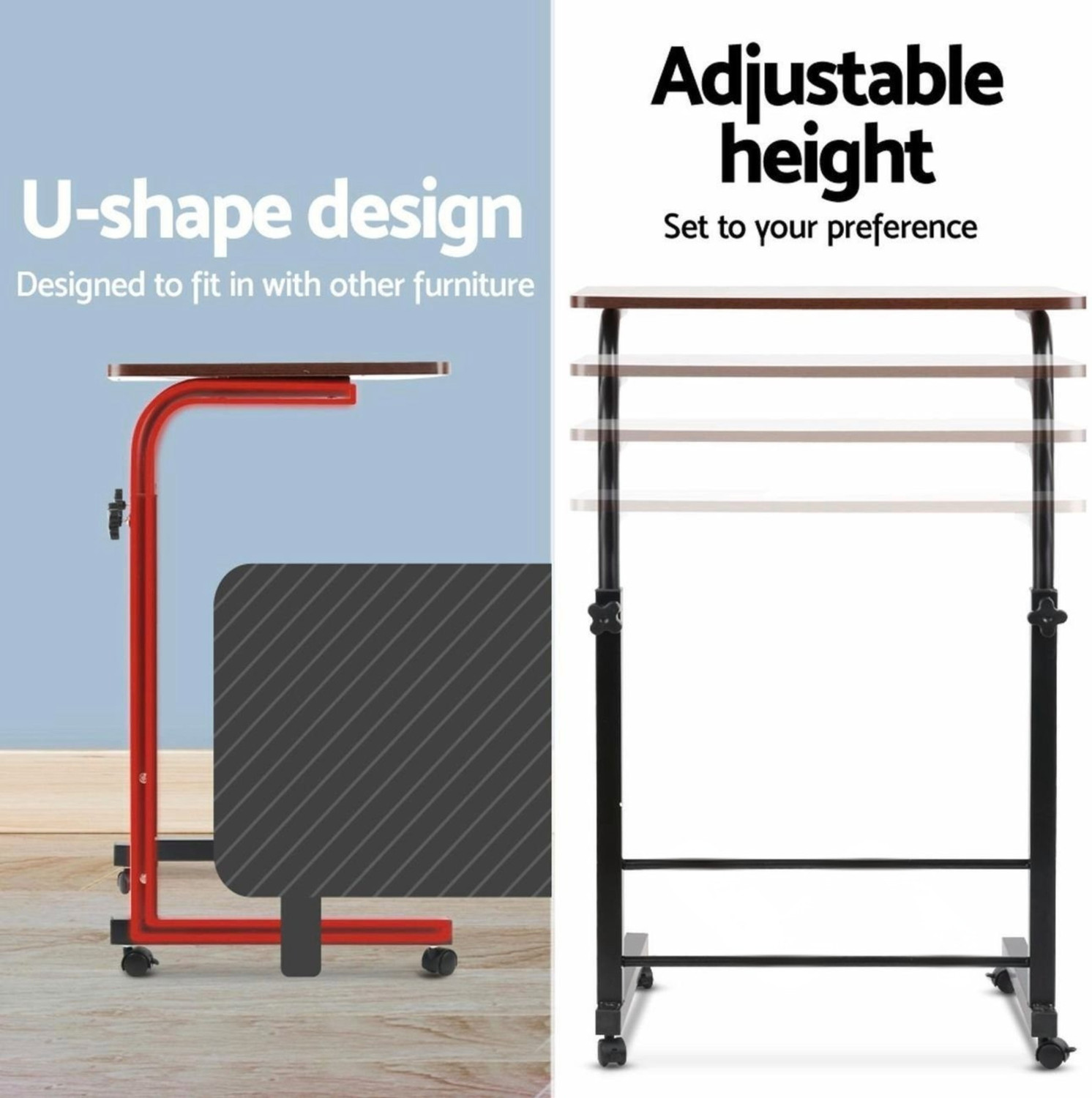 Image of VIROVIA VIROVIA Study Table for Home Office & Bed | Wooden Laptop Desk | Mate Finish Solid Wood Multipurpose Table