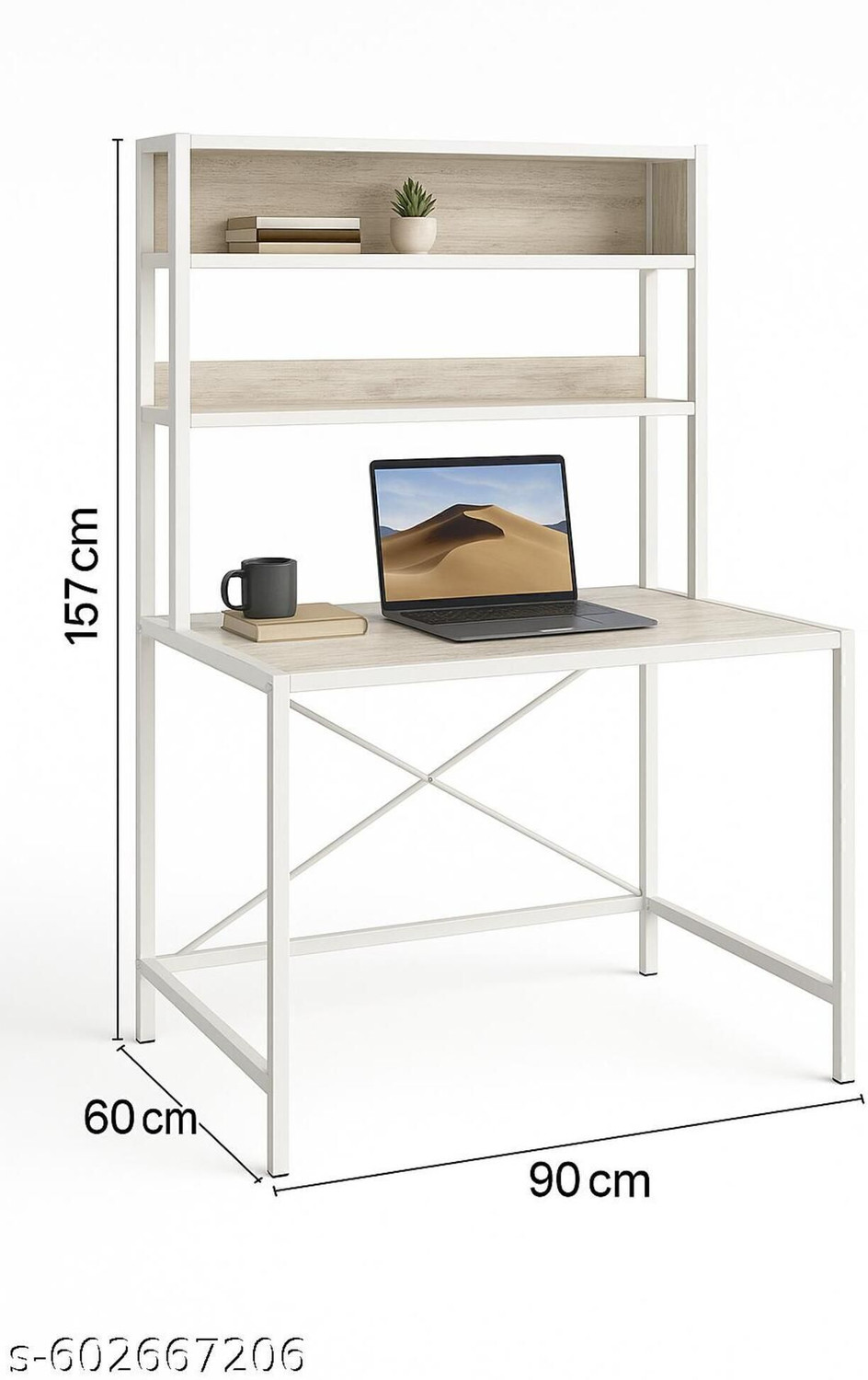 Image of House Of Akasha 3Tier Wooden Office Table Office Desk Computer Table L*90 B*60 H*157cm Engineered Wood Multipurpose Table