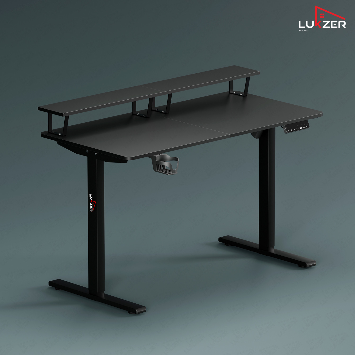Image of LUKZER Electric Height Adjustable Desk with USB & Type-C Work from Home Table (EST-004) Engineered Wood Office Table