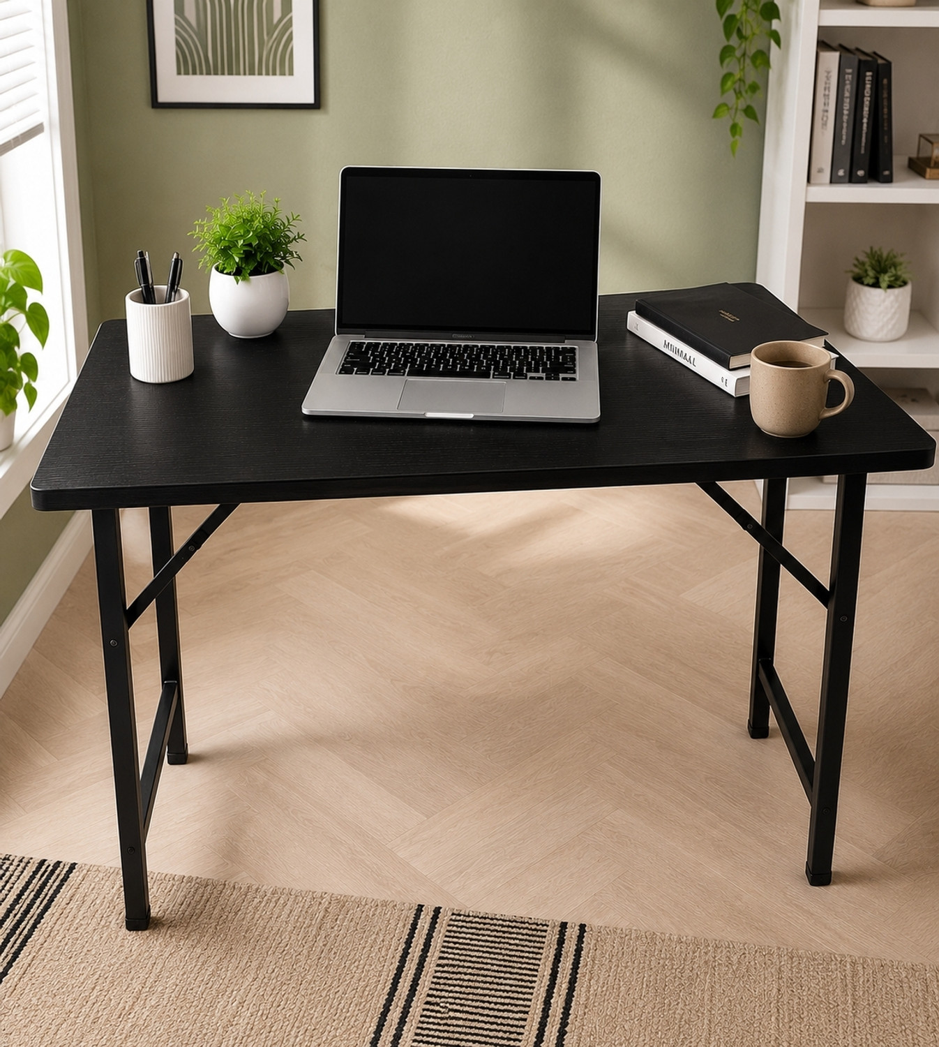 Image of Silverking Folding study table black 3feet x 2feet Engineered Wood Study Table