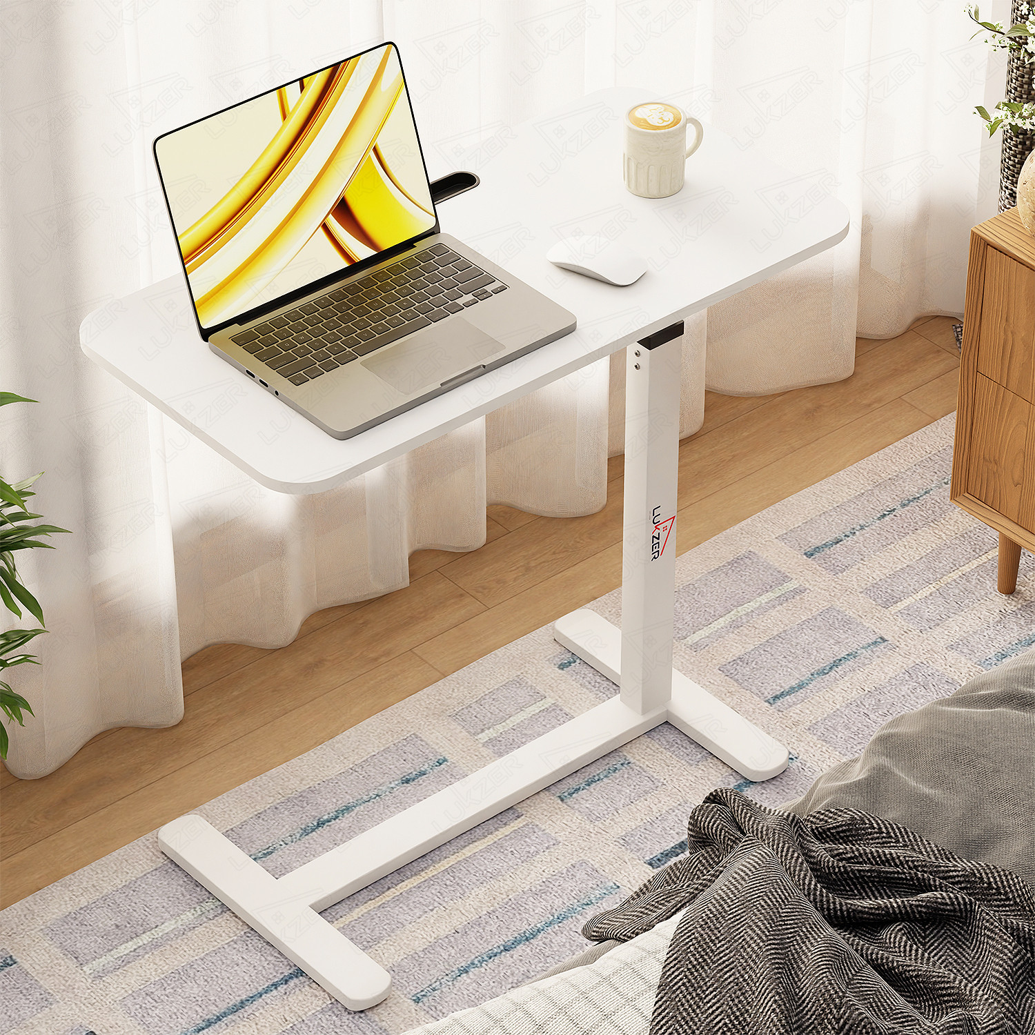 Image of LUKZER Height Adjustable Desk (MST-002) Engineered Wood Office Table