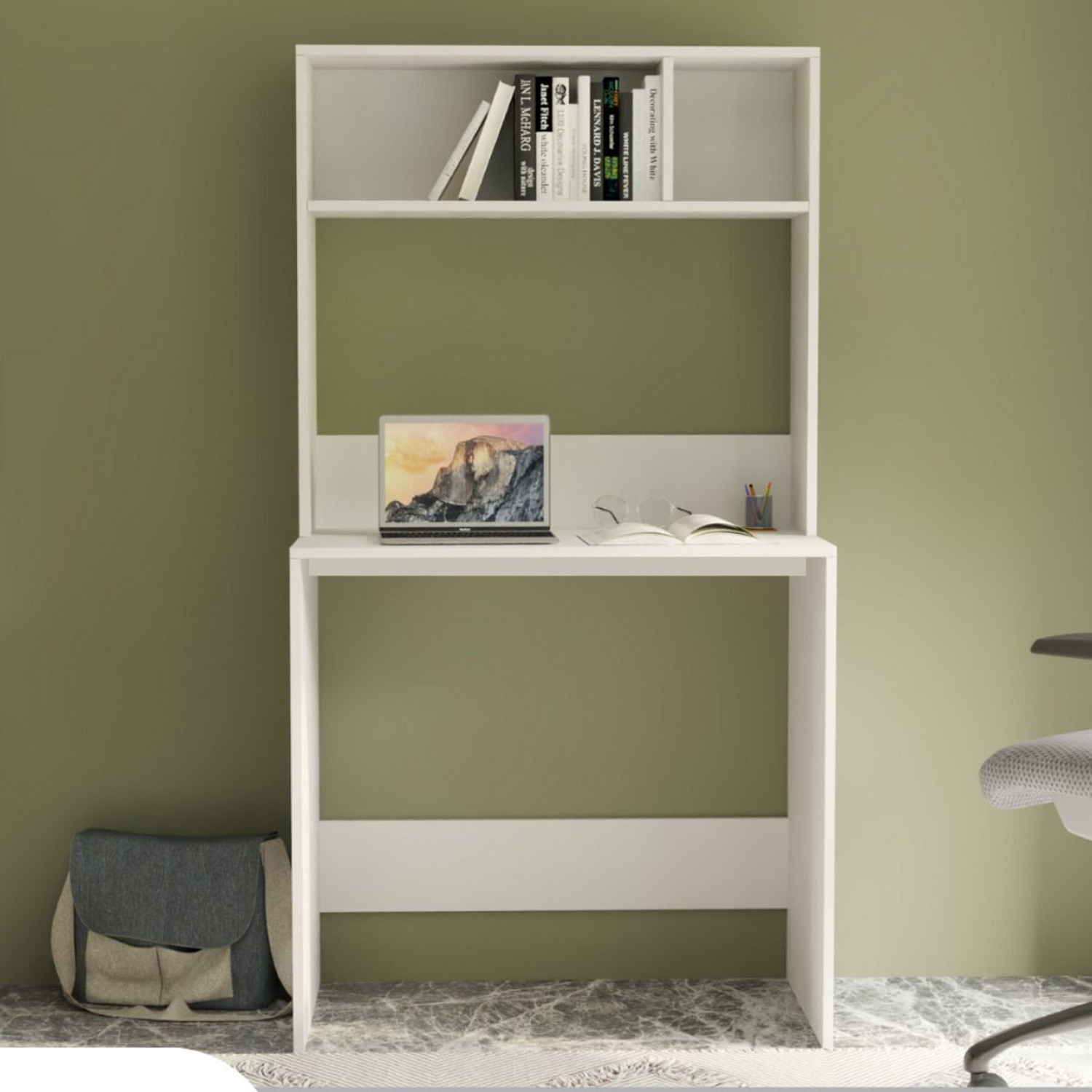 Image of neuspace Gama Study Table with Hutch - Computer Table with Book Storage Engineered Wood Multipurpose Table