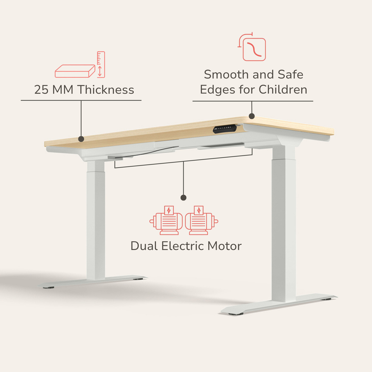 Image of Interio by Godrej Stance Dual Motor Height Adjustable Work Desk Engineered Wood Multipurpose Table