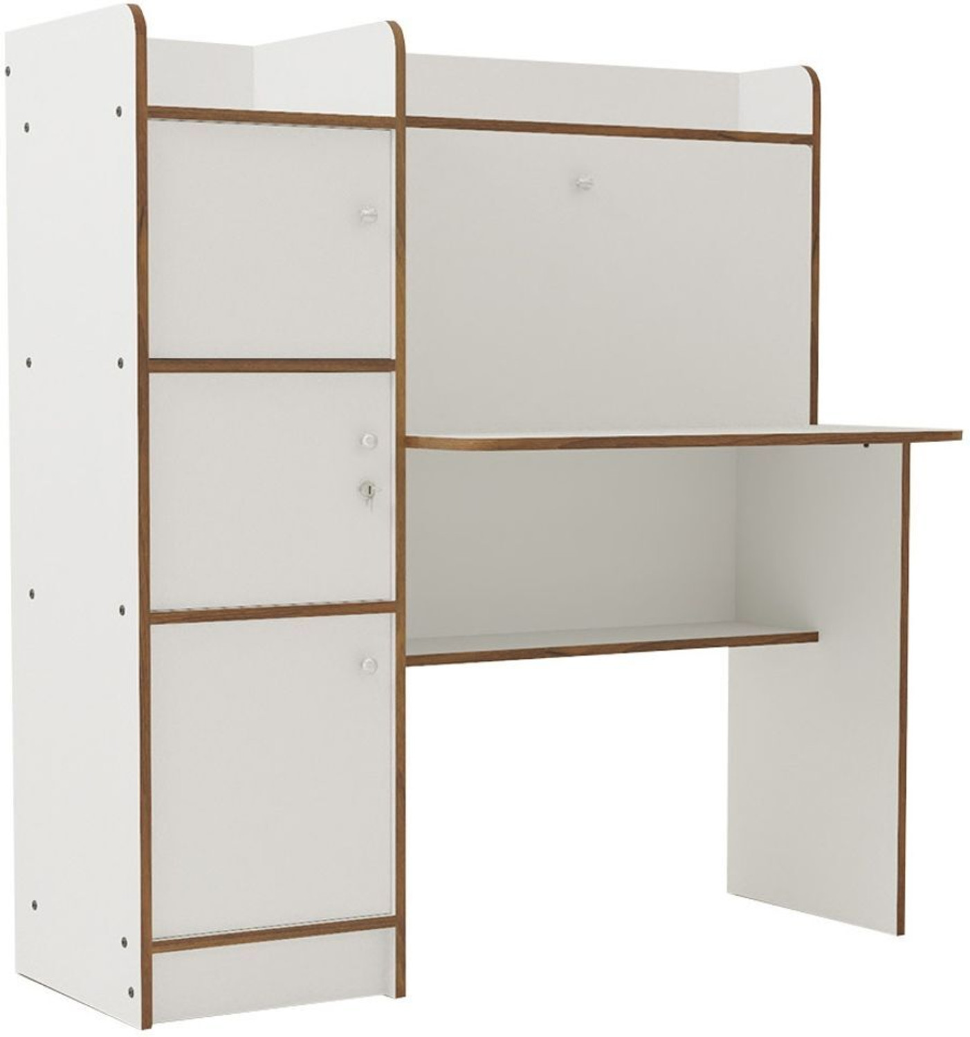 Image of neuspace Phoenix 3 Door Study Table with Storage Shelves & Cabinets Engineered Wood Study Table