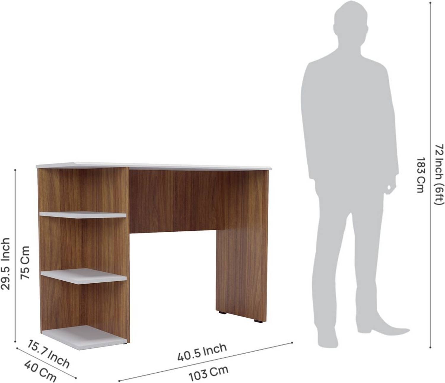 neuspace Venus Study Table with 3-Tier Bookshelf - Image 4