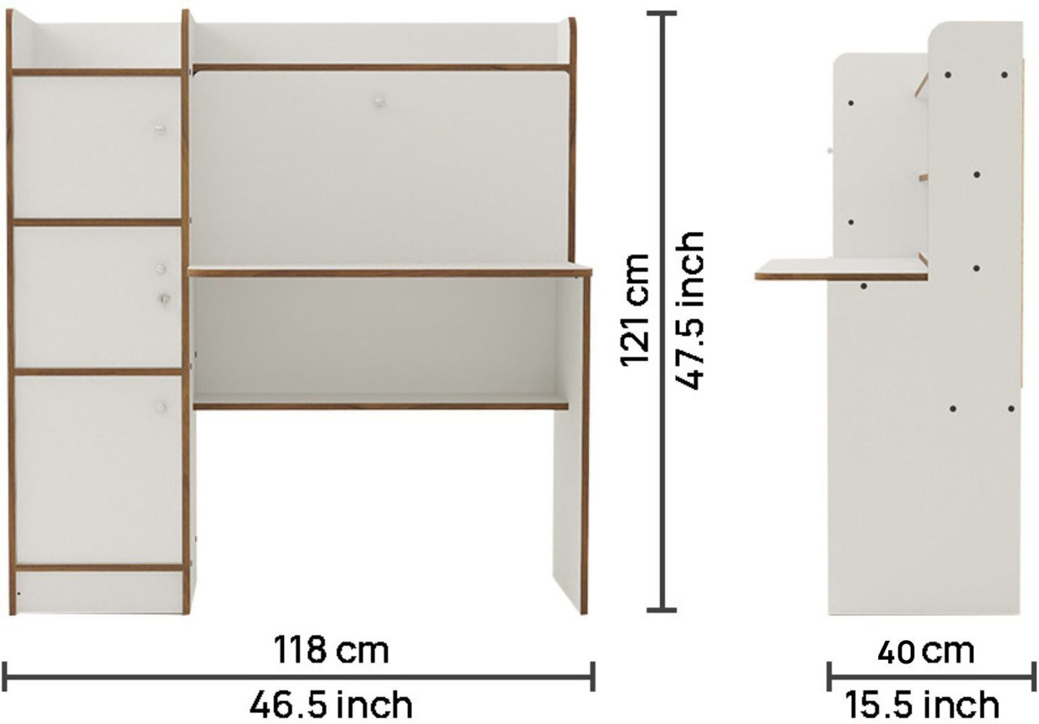 Image of neuspace Phoenix 3 Door Study Table with Storage Shelves & Cabinets Engineered Wood Study Table