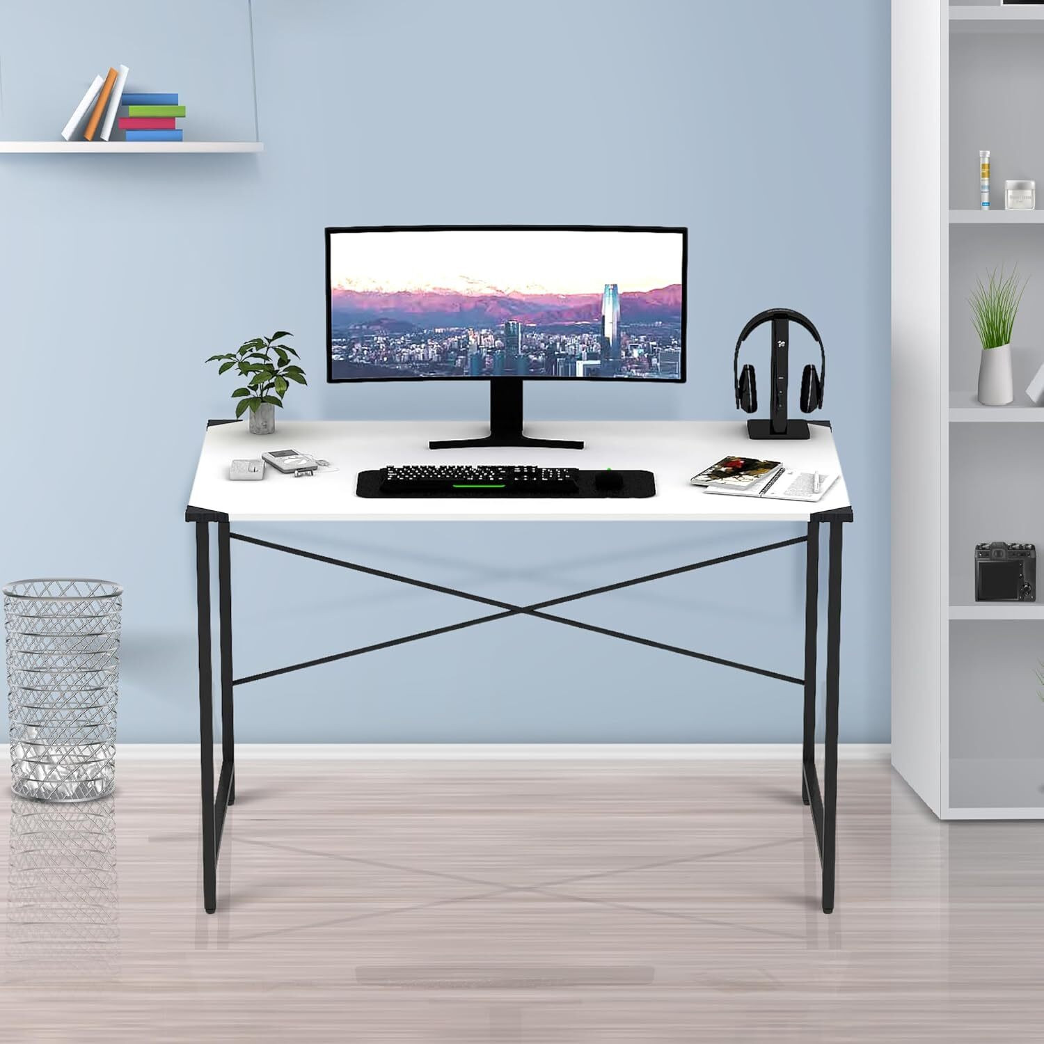 Image of HOMIBOSS office work station table for Student, Home, With Steel Metal Frame Engineered Wood Study Table