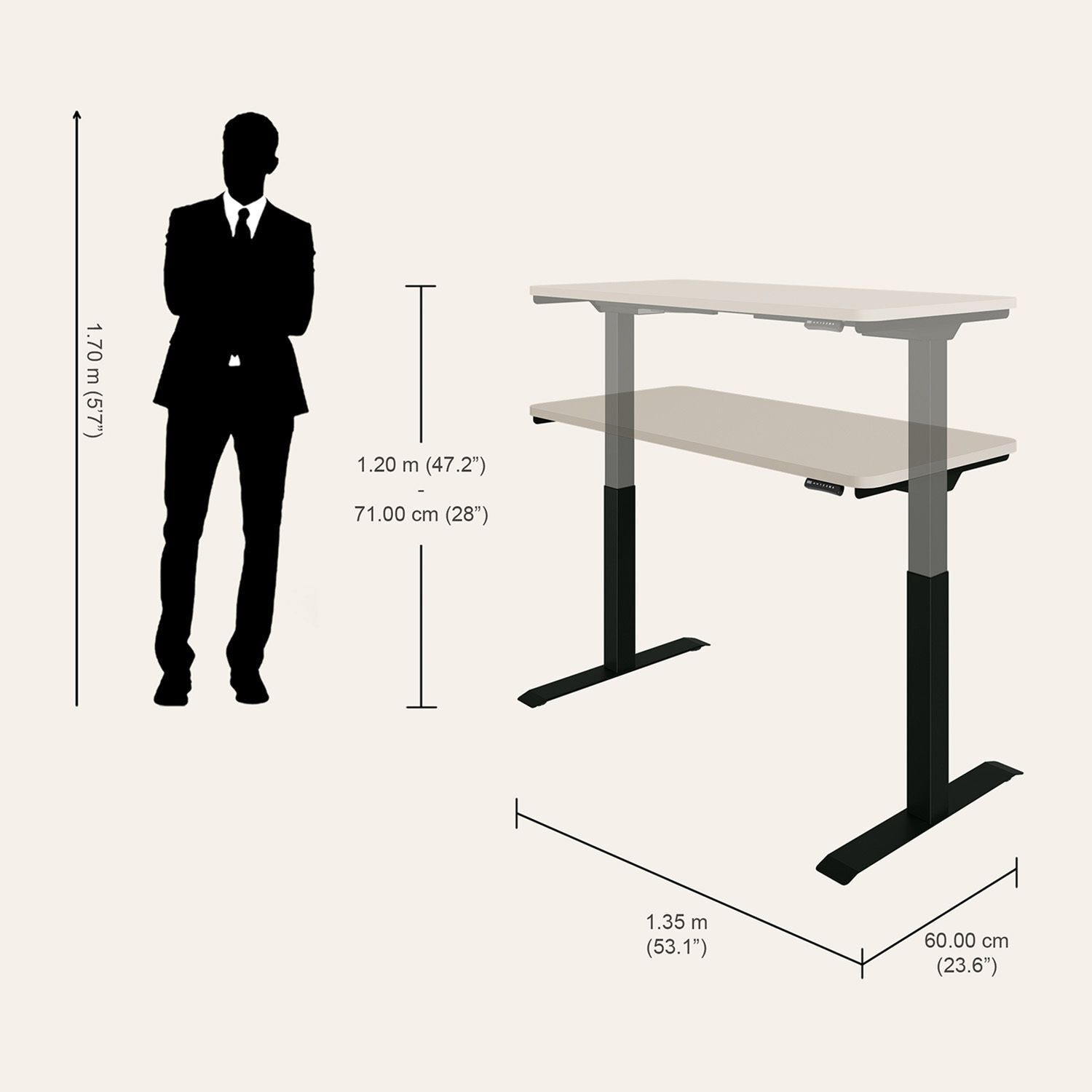 Image of Interio by Godrej Stance 2-Stage Dual Motor Height Adjustable Work Desk Engineered Wood Multipurpose Table