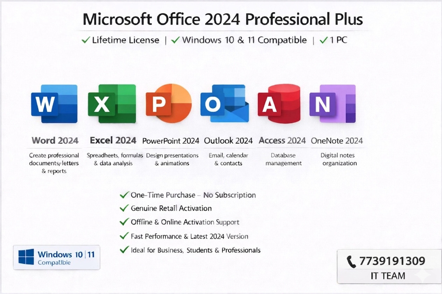 Image of MICROSOFT Office Home 2024,One-time purchase for 1 PC,Lifetime License(Win Os Support)