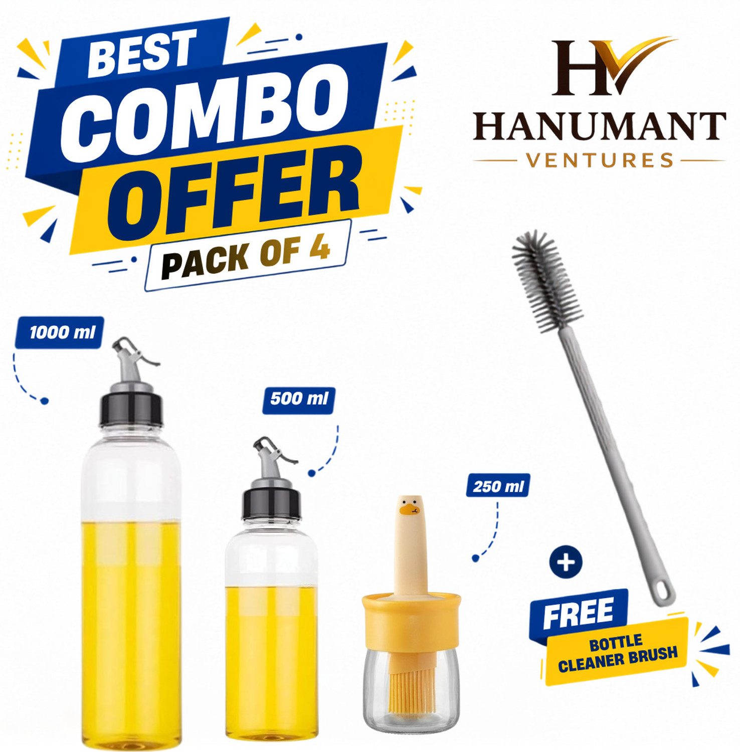 Image of hanumant 1000 ml, 500 ml, 250 ml Cooking Oil Dispenser Set