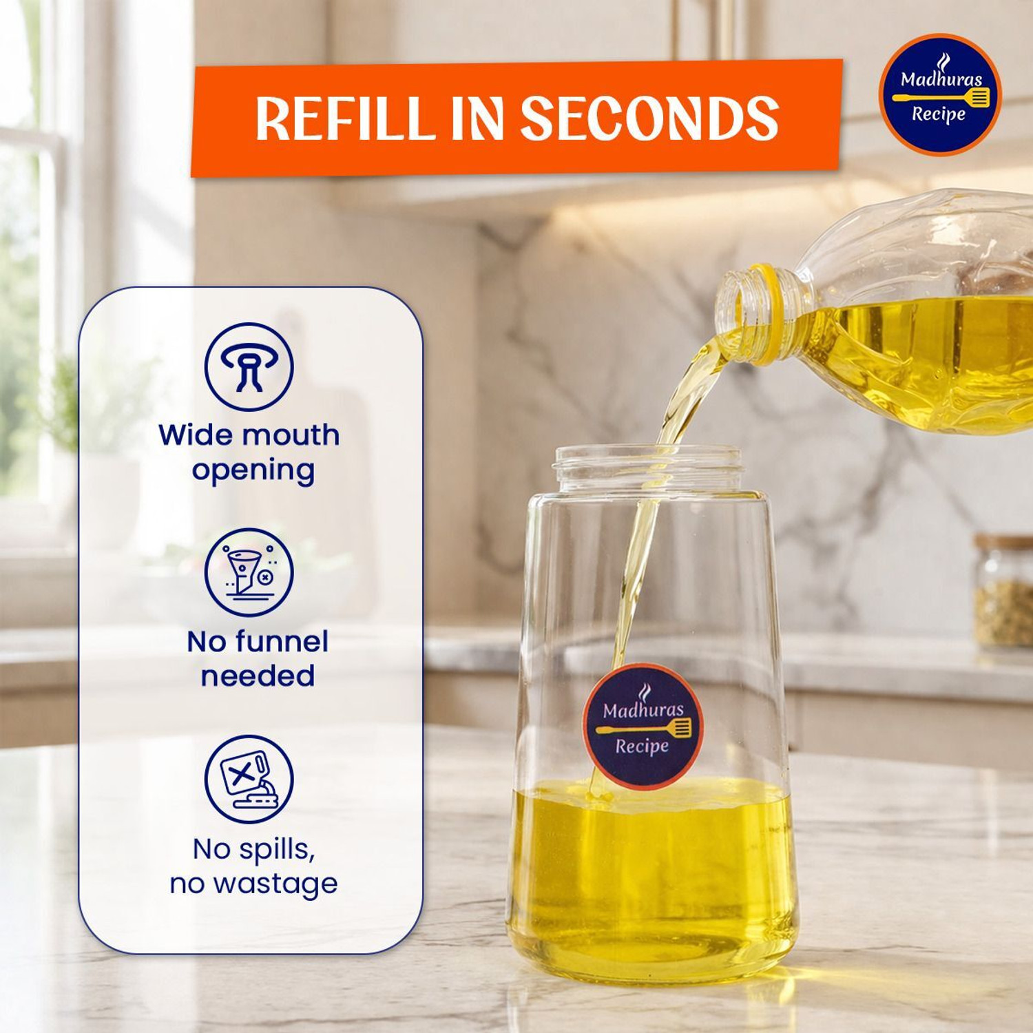 Image of Madhuras Recipe 500 ml Cooking Oil Dispenser (Pack of 1)