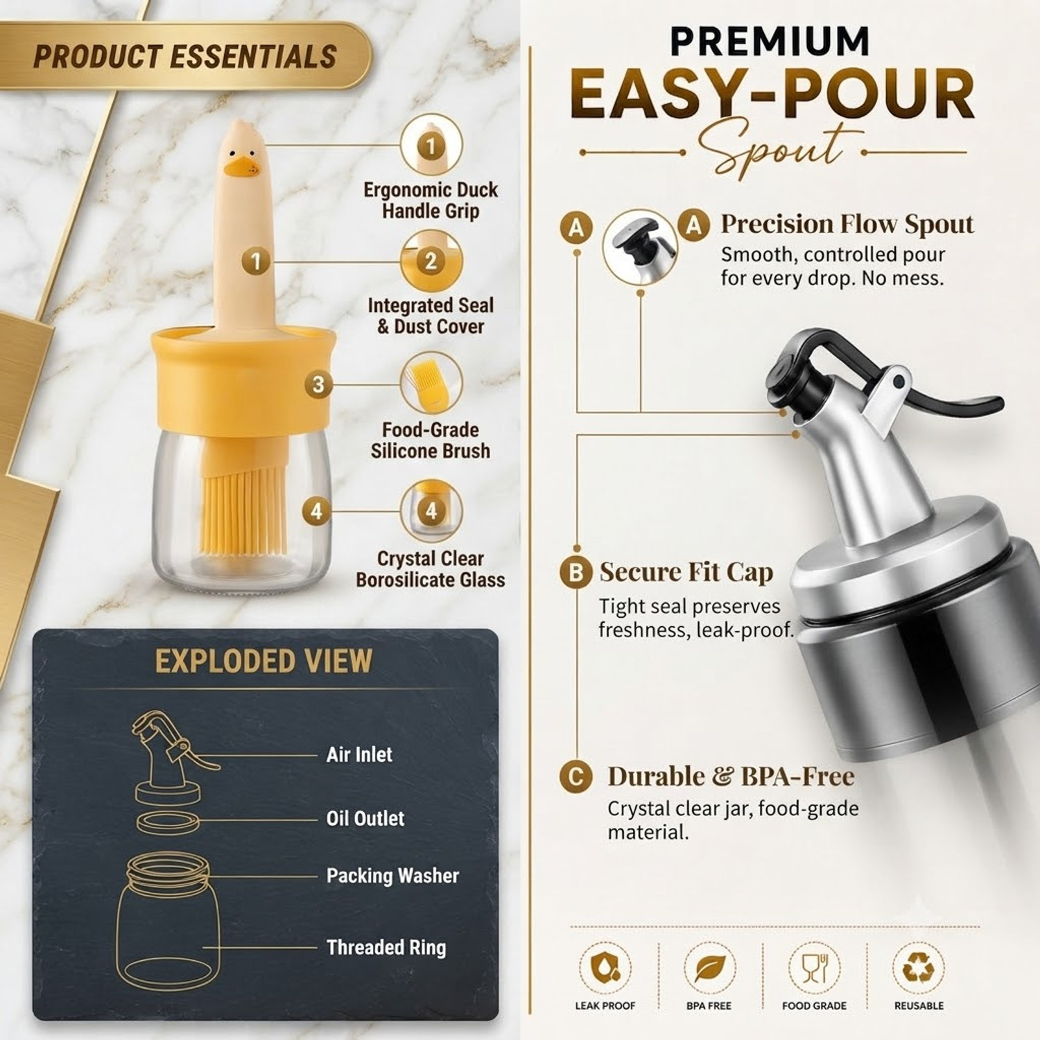 Image of AUREX ENTERPRISE 1700 ml Cooking Oil Dispenser Set