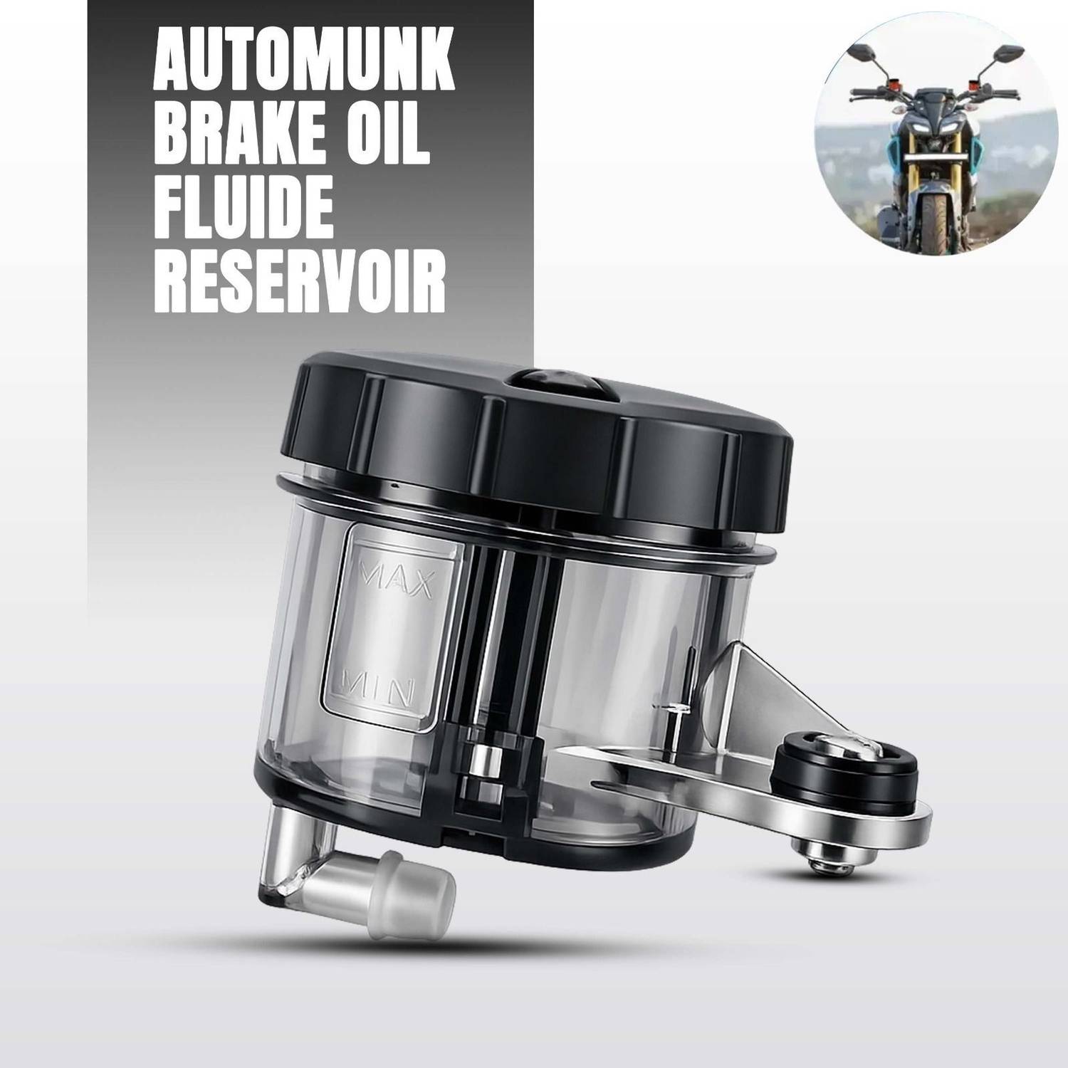 automunk Brake Fluid Reservoir for Motorcycle Bike Leak Proof Durable Black Oil Filler Cap