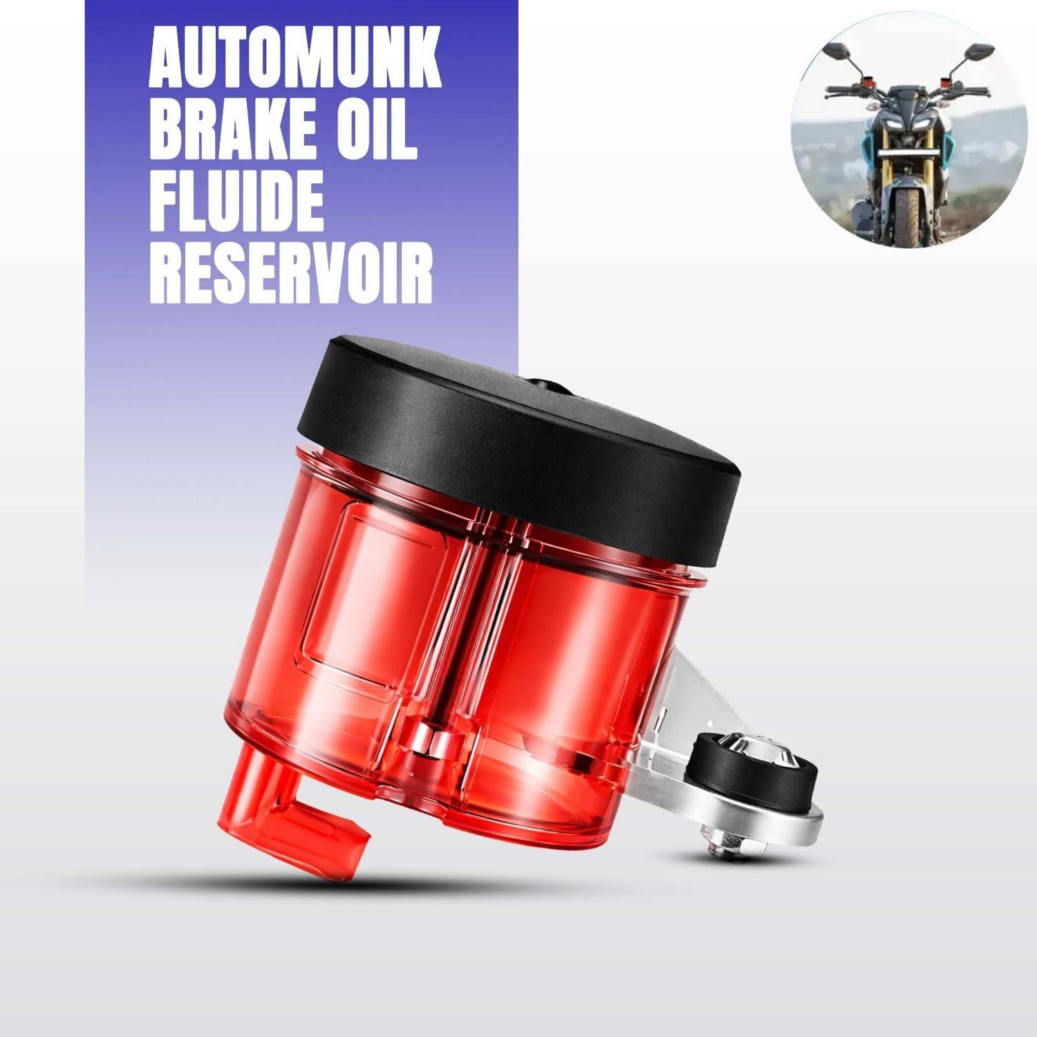 automunk Motorcycle Brake Fluid Reservoir Oil Tank Durable Leak Proof red Oil Filler Cap