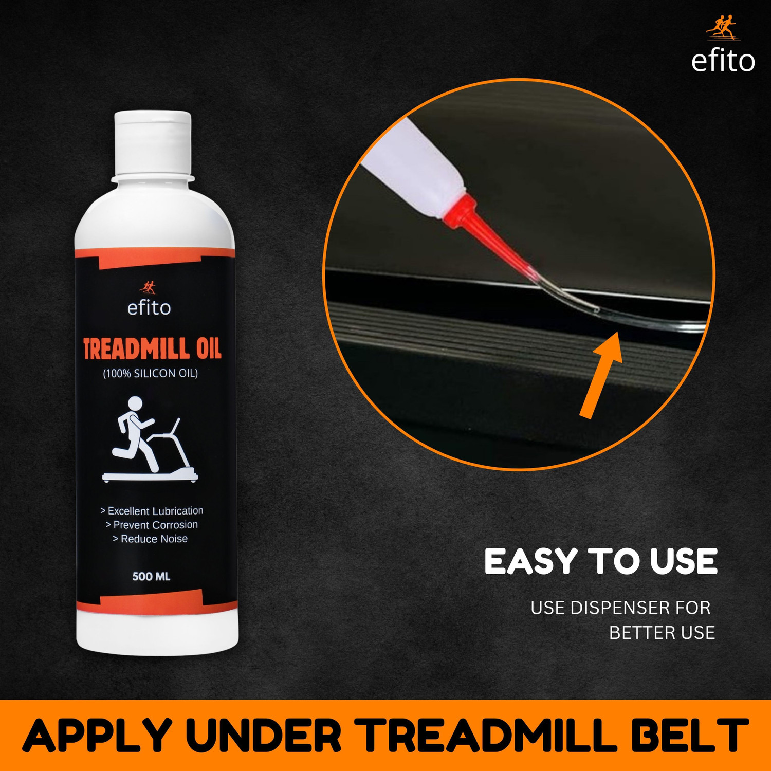 Image of efito Treadmill lubricant oil for belt Pure Silicon Oil dispenser free Manual Dispenser
