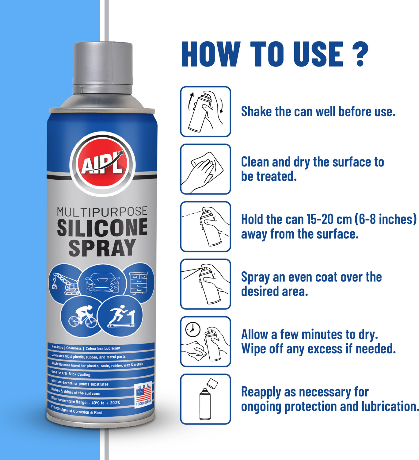 Image of Aipl Grade 90 Silicone Spray - Lubricates, Protects & Restores Shine Manual Sprayer