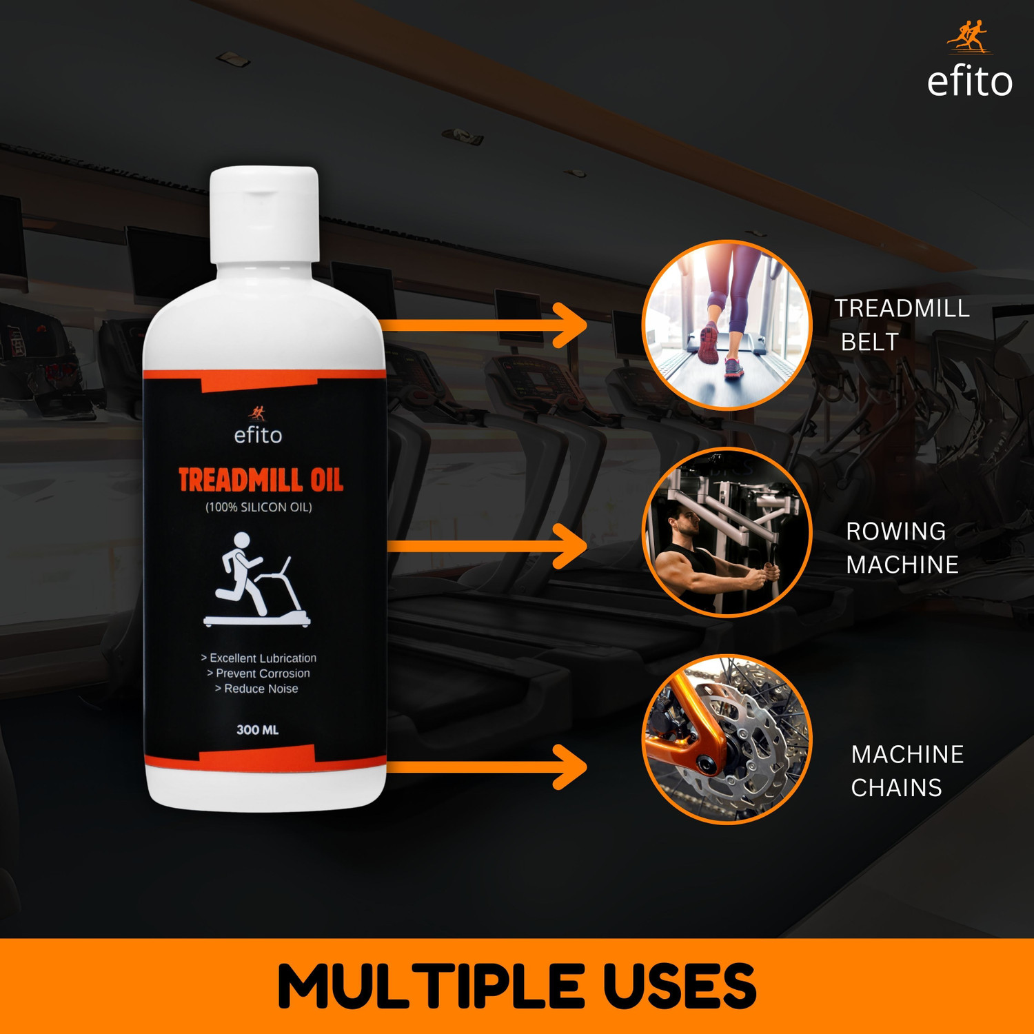 Image of efito Treadmill lubricant oil for belt Pure Silicon Oil dispenser free Manual Dispenser