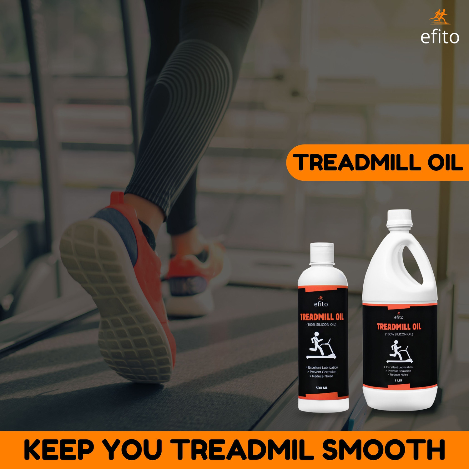 Image of efito Treadmill lubricant oil for belt Pure Silicon Oil dispenser free Manual Dispenser