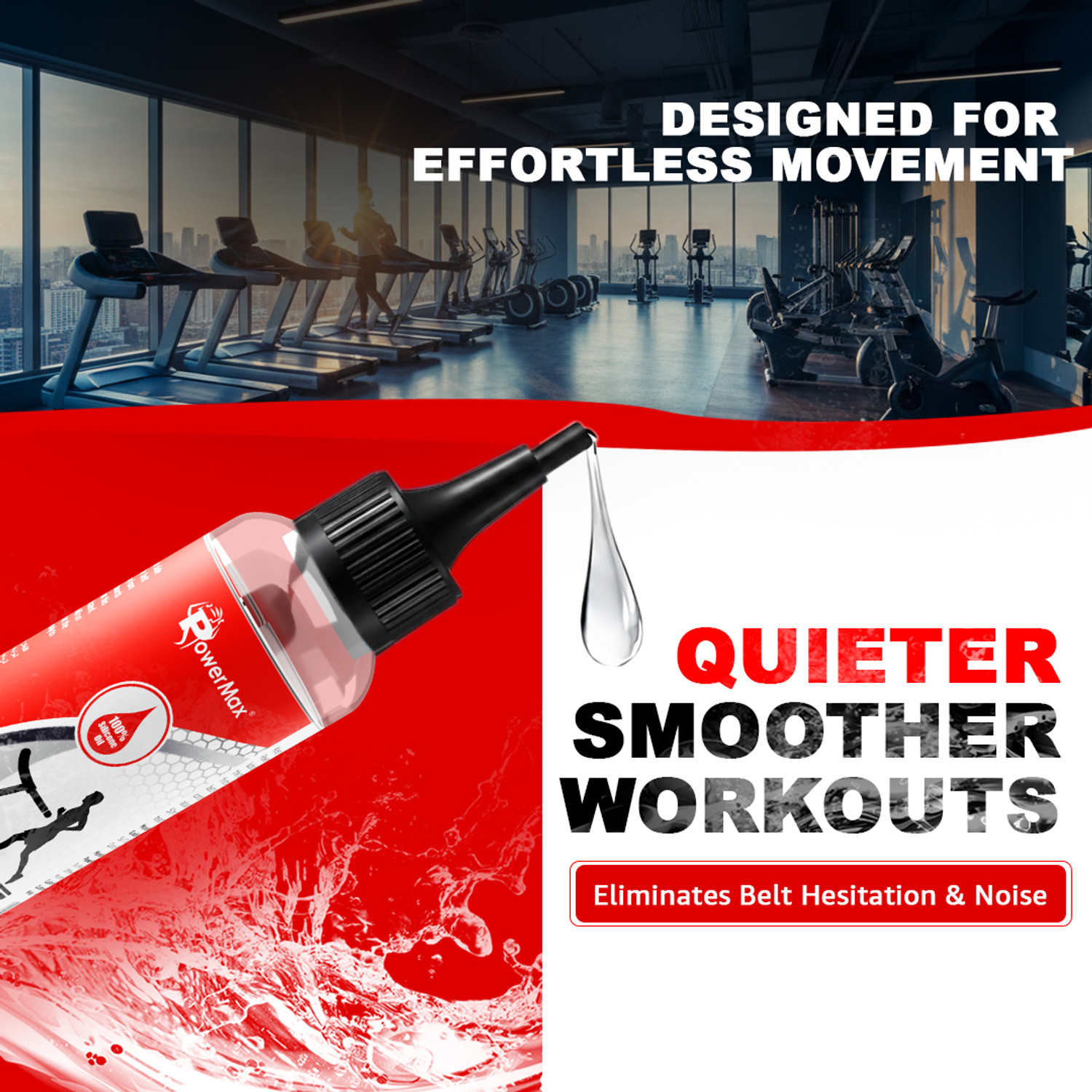 Image of Powermax Fitness PMS-200 (200ml Silicone Oil Bottle) 100% Pure Silicone Treadmill Belt Lubricant Manual Dispenser
