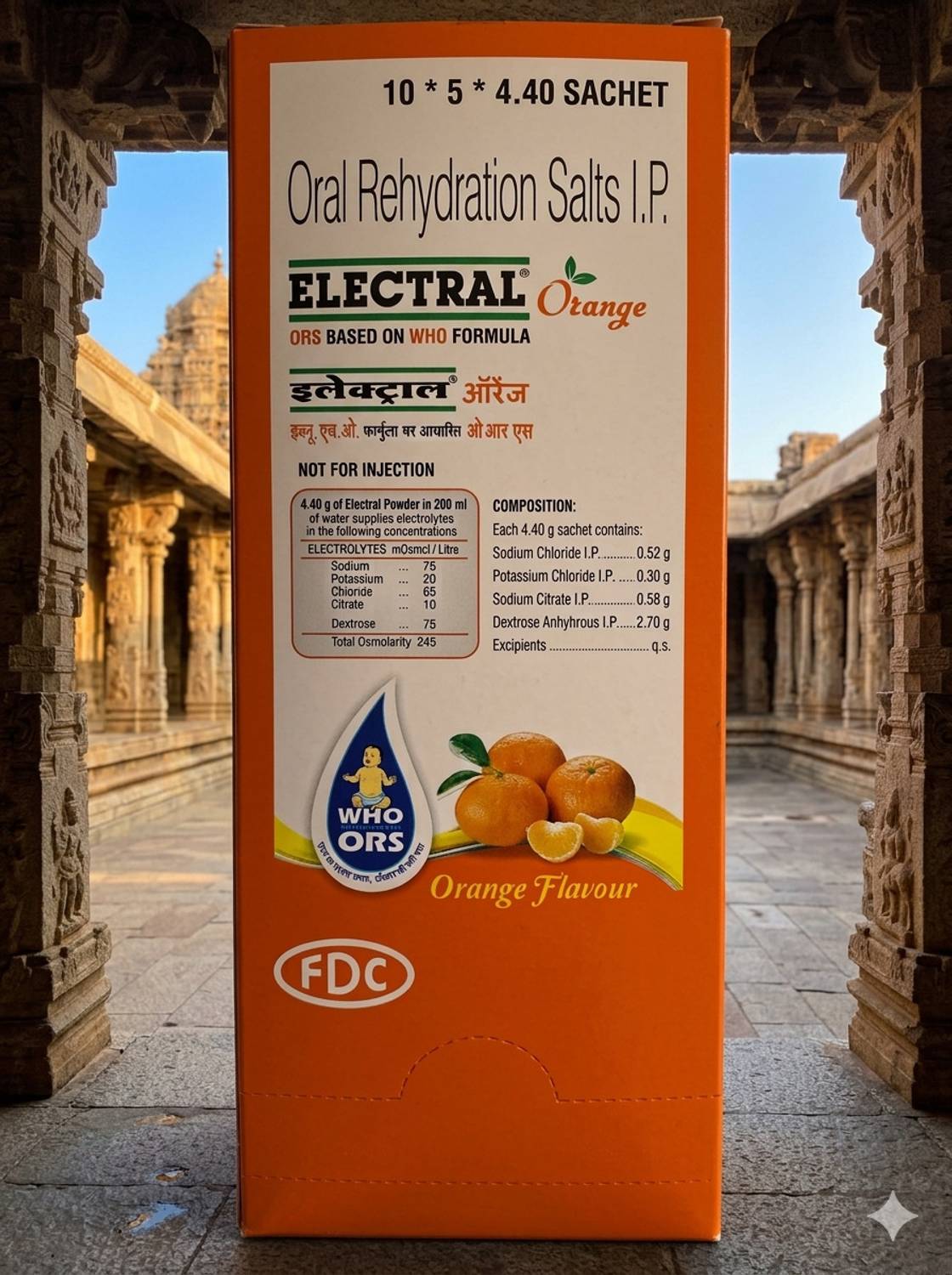 FDC Electral Orange Powder Sachet 50x4.4g - Image 2