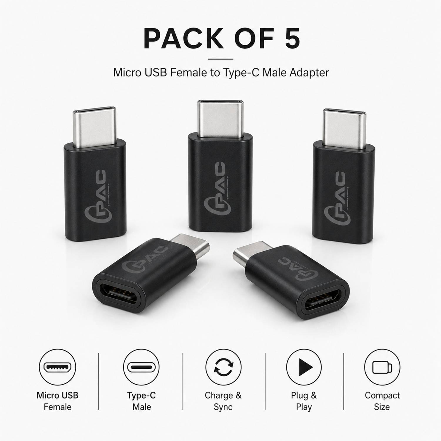 PAC HDMI, Lightning, Micro USB, USB, USB Type C OTG Adapter