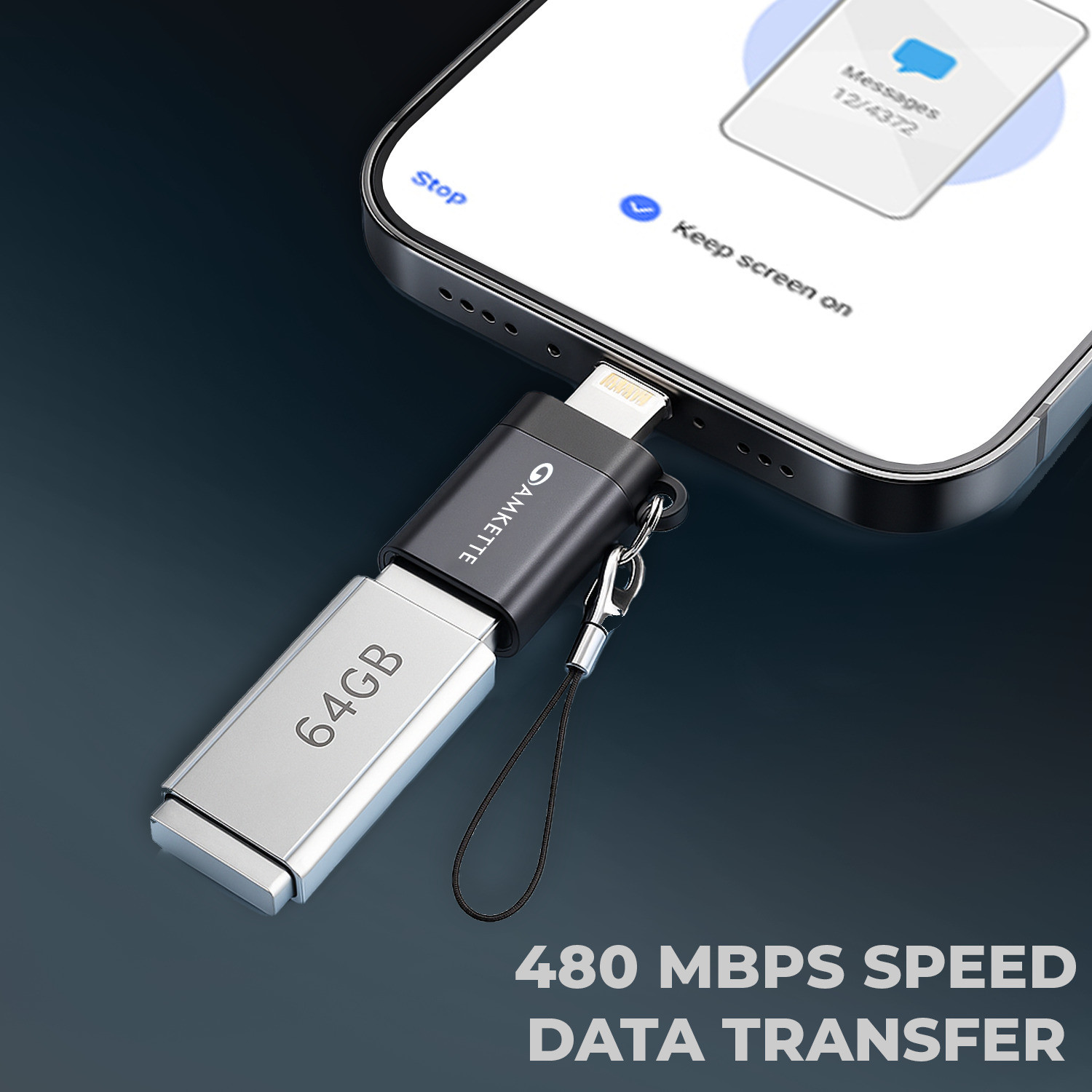 Image of AMKETTE USB, Lightning OTG Adapter