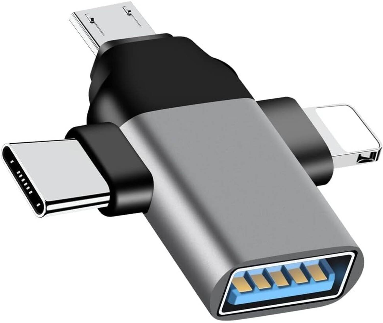 RALGUAT Micro USB, USB Type C, Lightning OTG Adapter