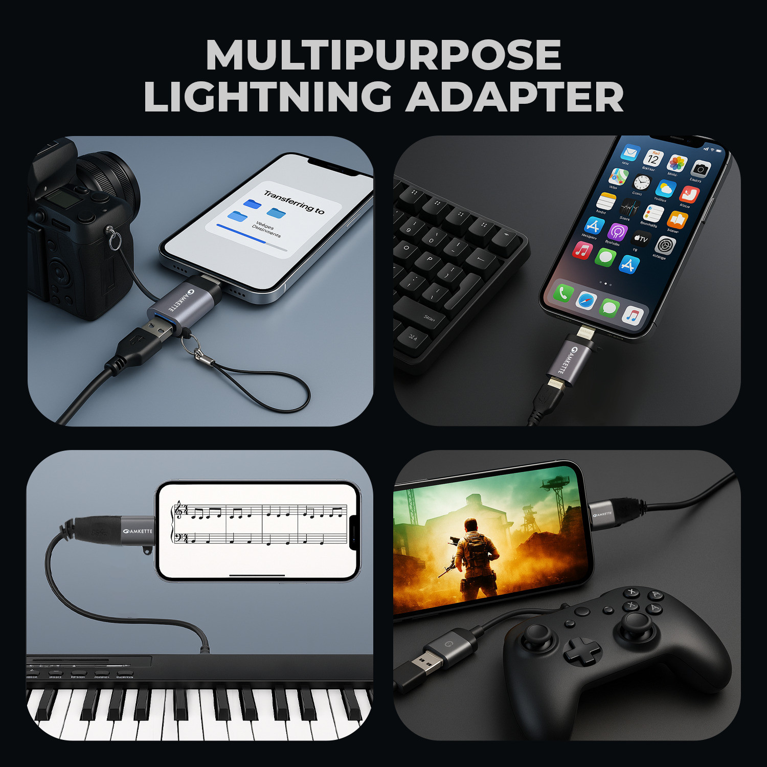 Image of AMKETTE USB, Lightning OTG Adapter
