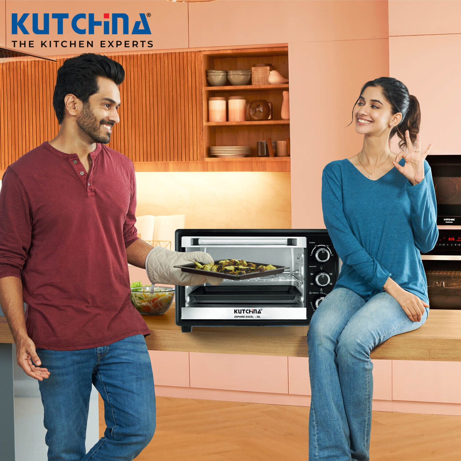 Image of Kutchina 30-Litre Oven Toaster Grill OTG Zephire Excel 1600 Watt Electric Oven Toaster Grill with Rotisserie, Black