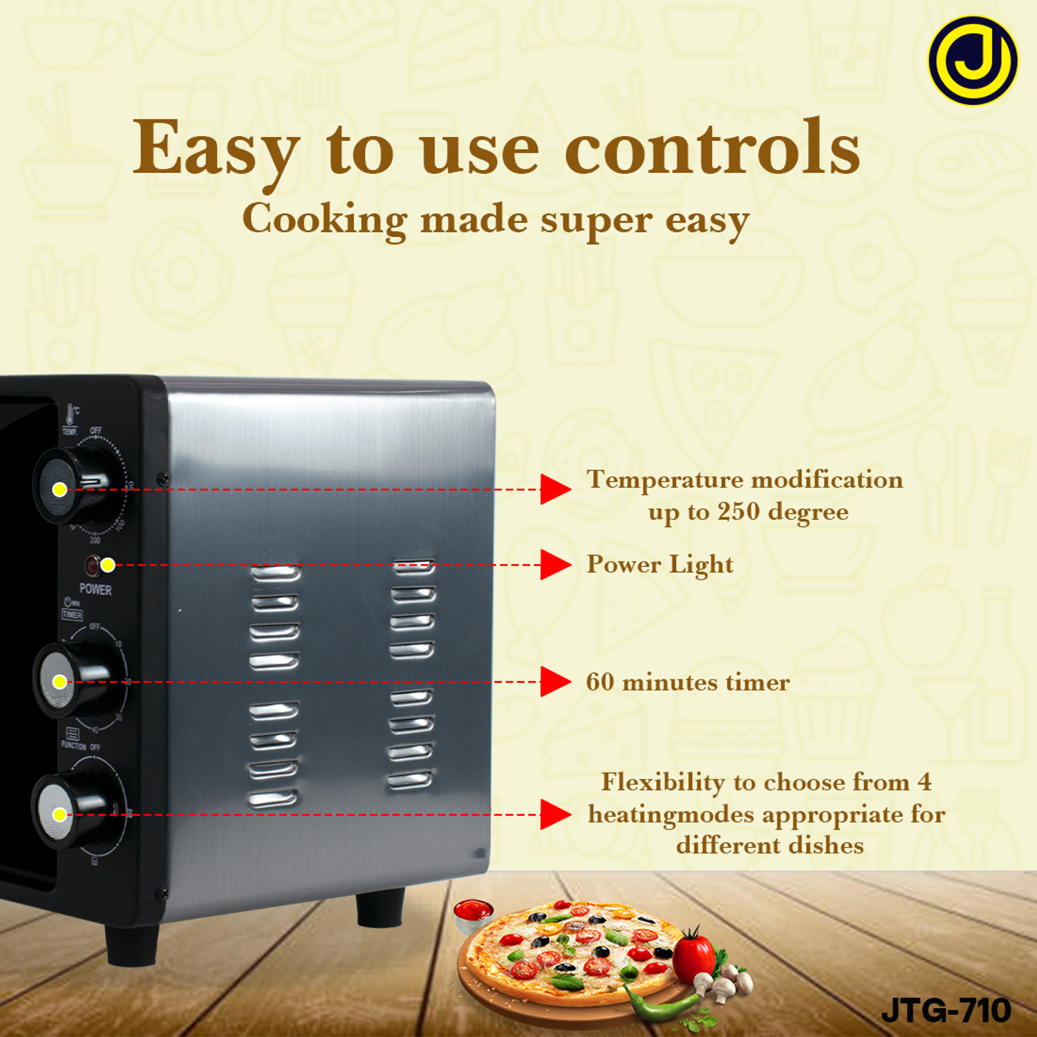 Image of jajot 22-Litre Oven Toaster Grill OTG Oven Toaster Griller, Cake Bak, 1380 Wattsing, Grilling, Toasting,, yellow, Blue