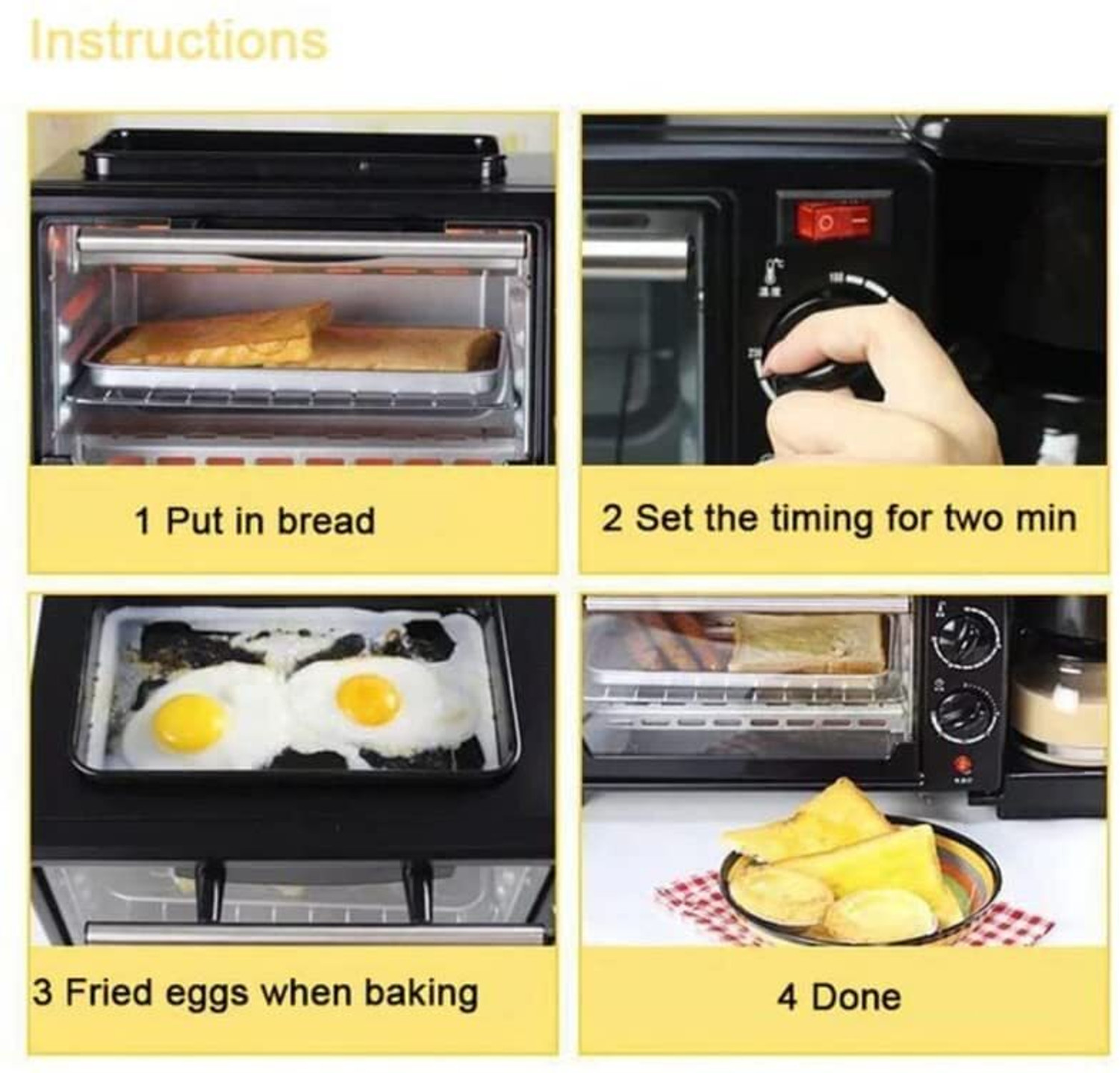 Image of INDRO 10-Litre Oven Toaster Grill OTG 10-Litre 3-in-1 Breakfast Maker with Oven, Coffee Maker & Timer Control, Black