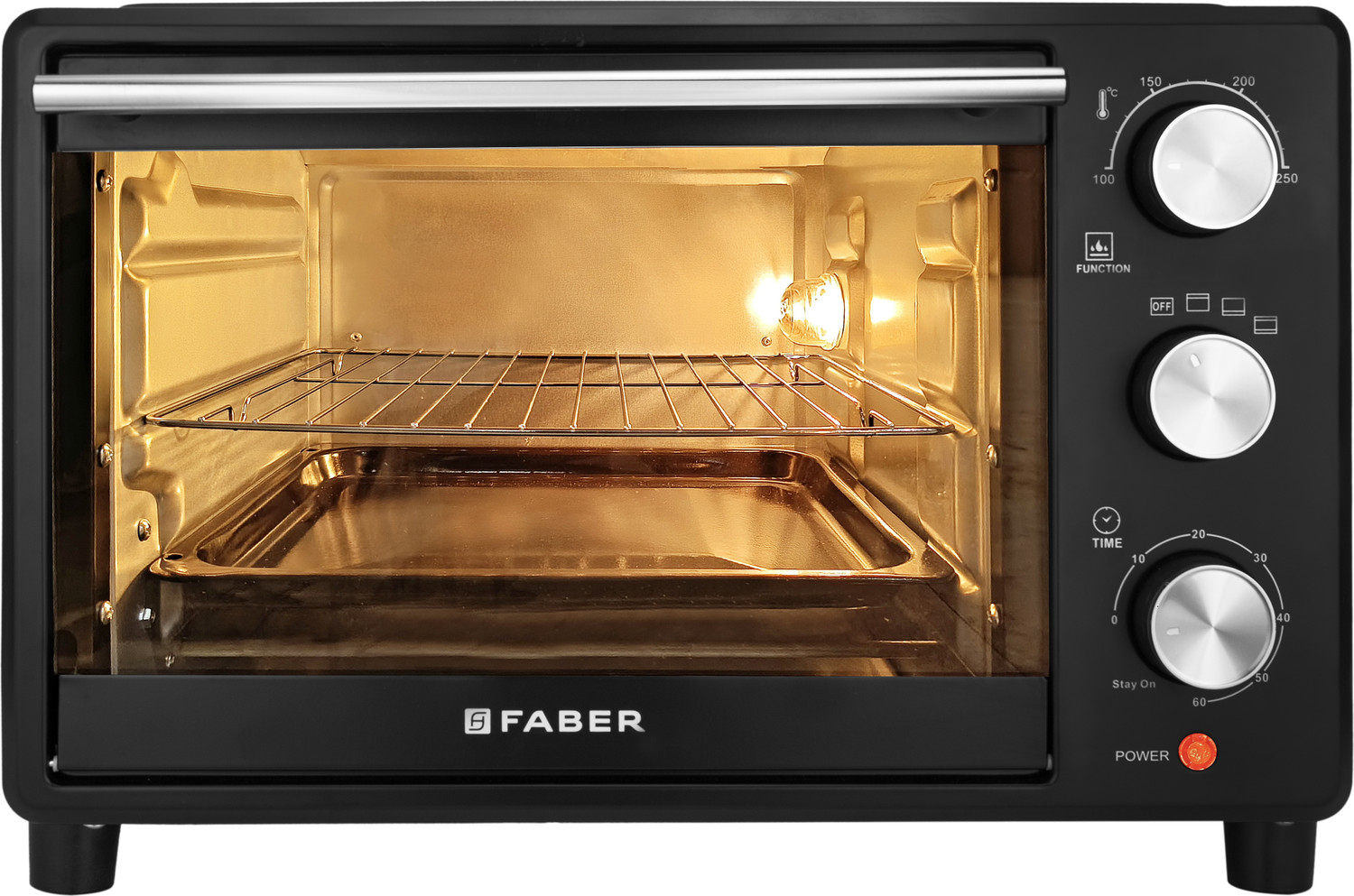 Image of FABER 24-Litre Oven Toaster Grill OTG FOTG 24L Neo|1500W OTG|Bake,Toast, Grill|4 Stage Functions|Upper & Lower Heating, Black