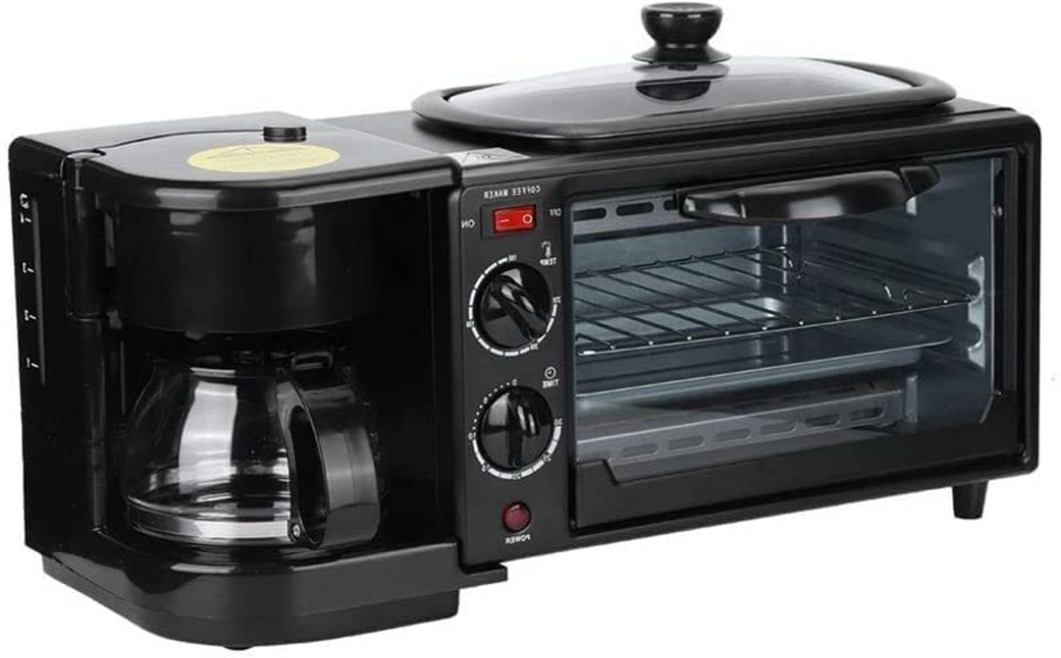Image of INDRO 10-Litre Oven Toaster Grill OTG 10-Litre 3-in-1 Breakfast Maker with Oven, Coffee Maker & Timer Control, Black