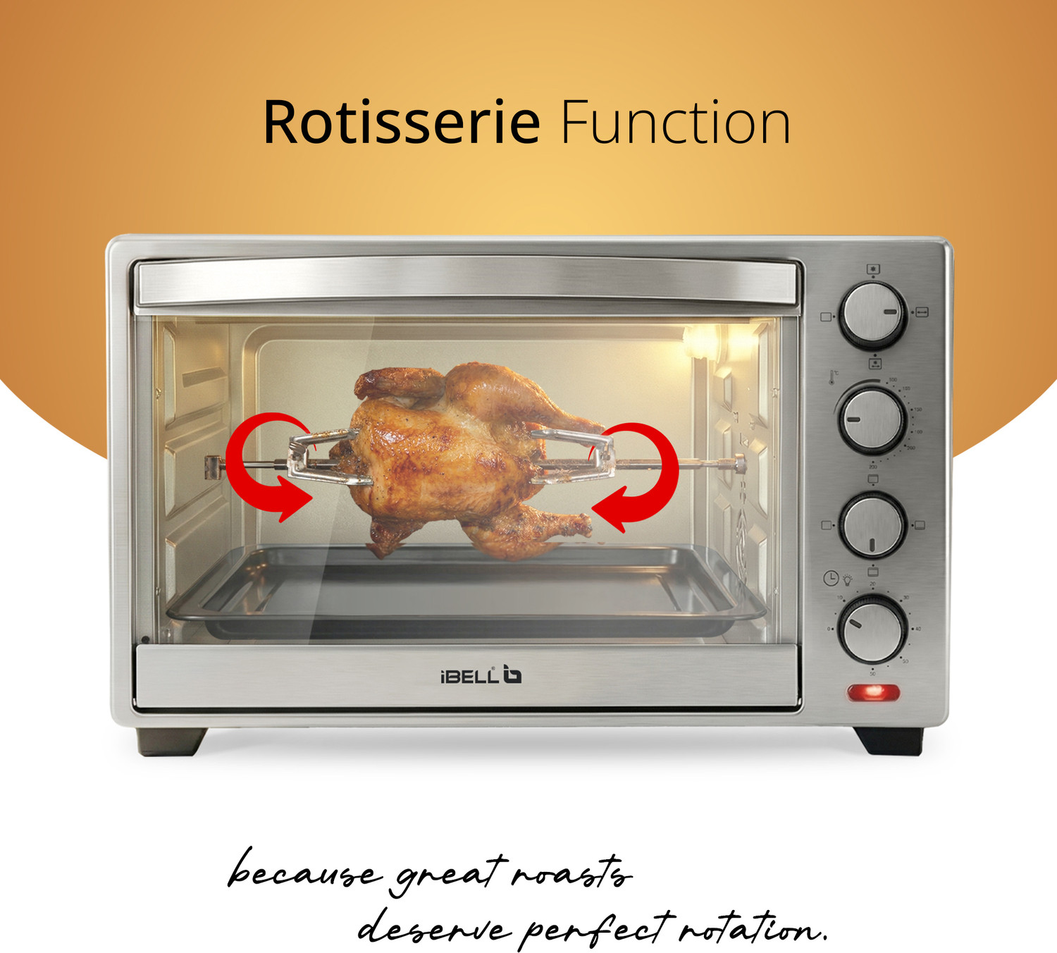 Image of iBELL 30-Litre Oven Toaster Grill OTG IBLEOSS30LG Oven - Stainless Steel Body,Convection Fan,Rotisserie Function,30L, Silver