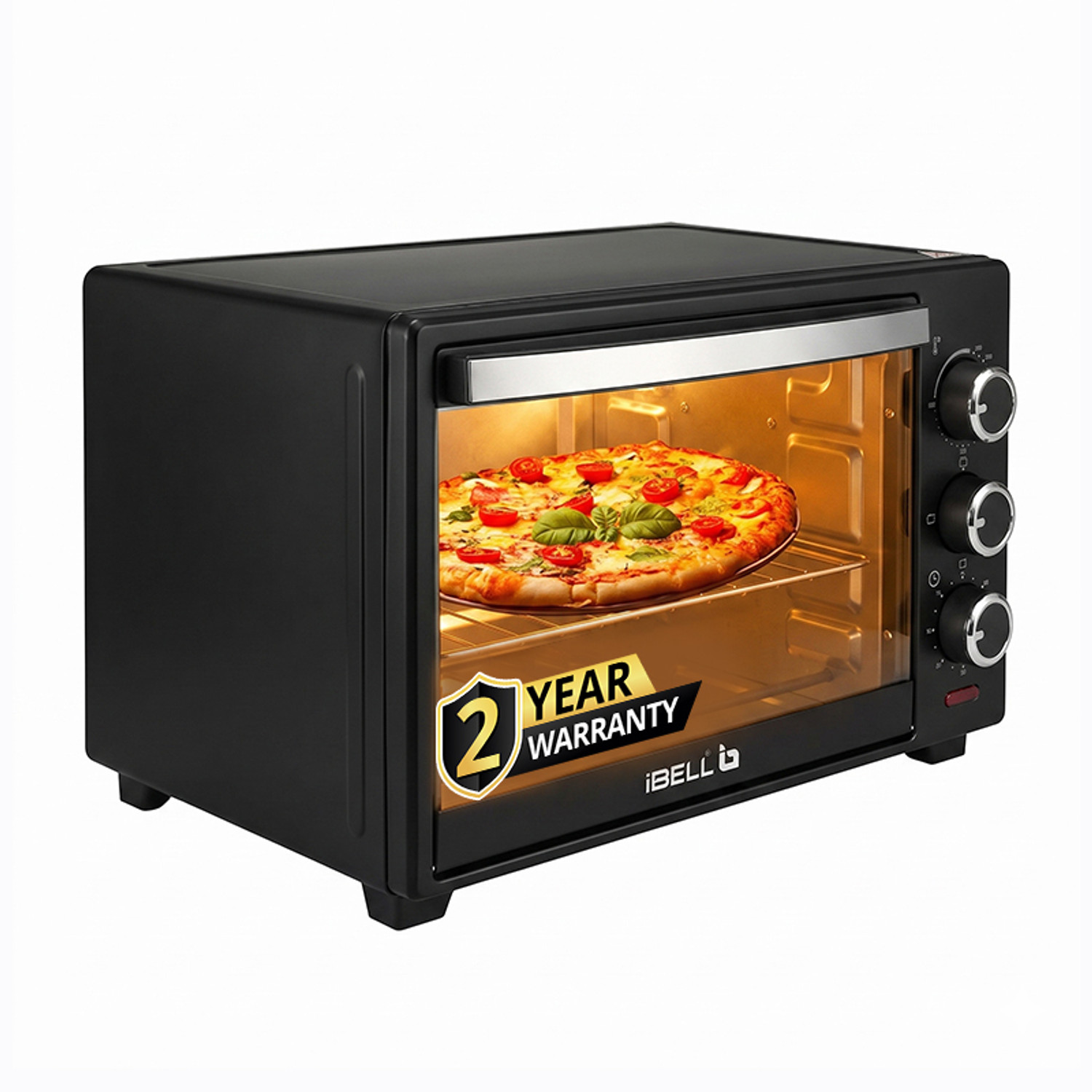 Image of iBELL 19-Litre Oven Toaster Grill OTG EO19LG Electric Oven Toast Grill, Adjustable Temperature & Timer, Auto Cut-off, Black