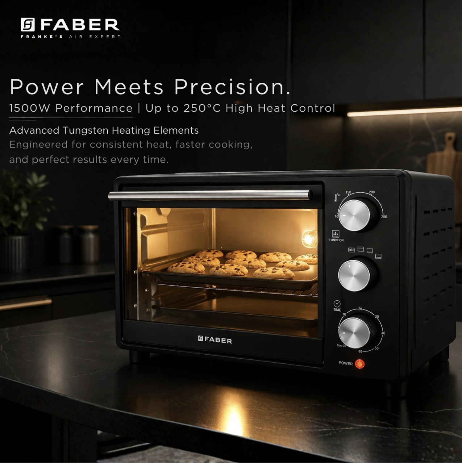 Image of FABER 24-Litre Oven Toaster Grill OTG FOTG 24L Neo|1500W OTG|Bake,Toast, Grill|4 Stage Functions|Upper & Lower Heating, Black